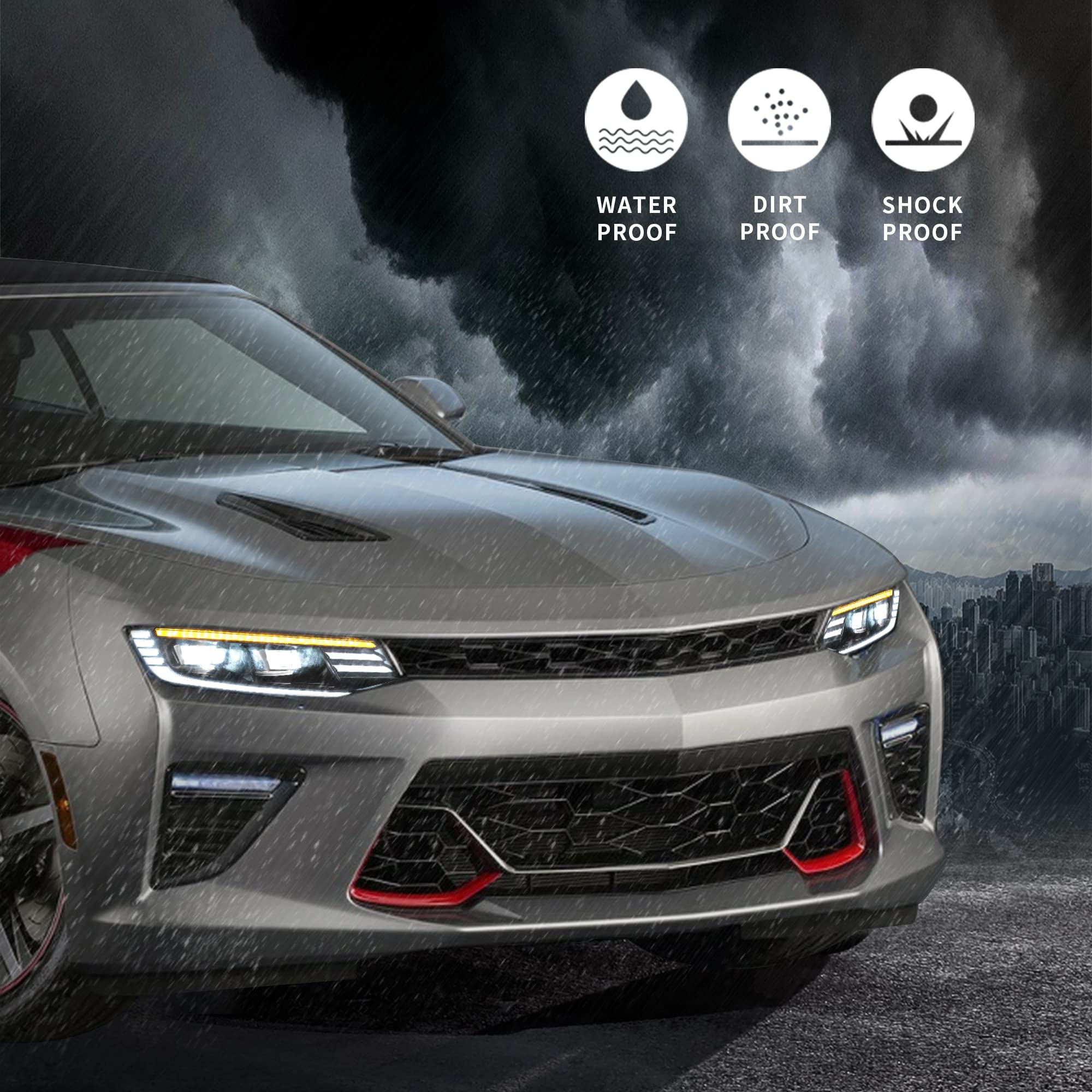 VLAND LED Headlights for Chevy Camaro 2016-2023 - DRL & Turn Signal - Driving & Style Upgrade