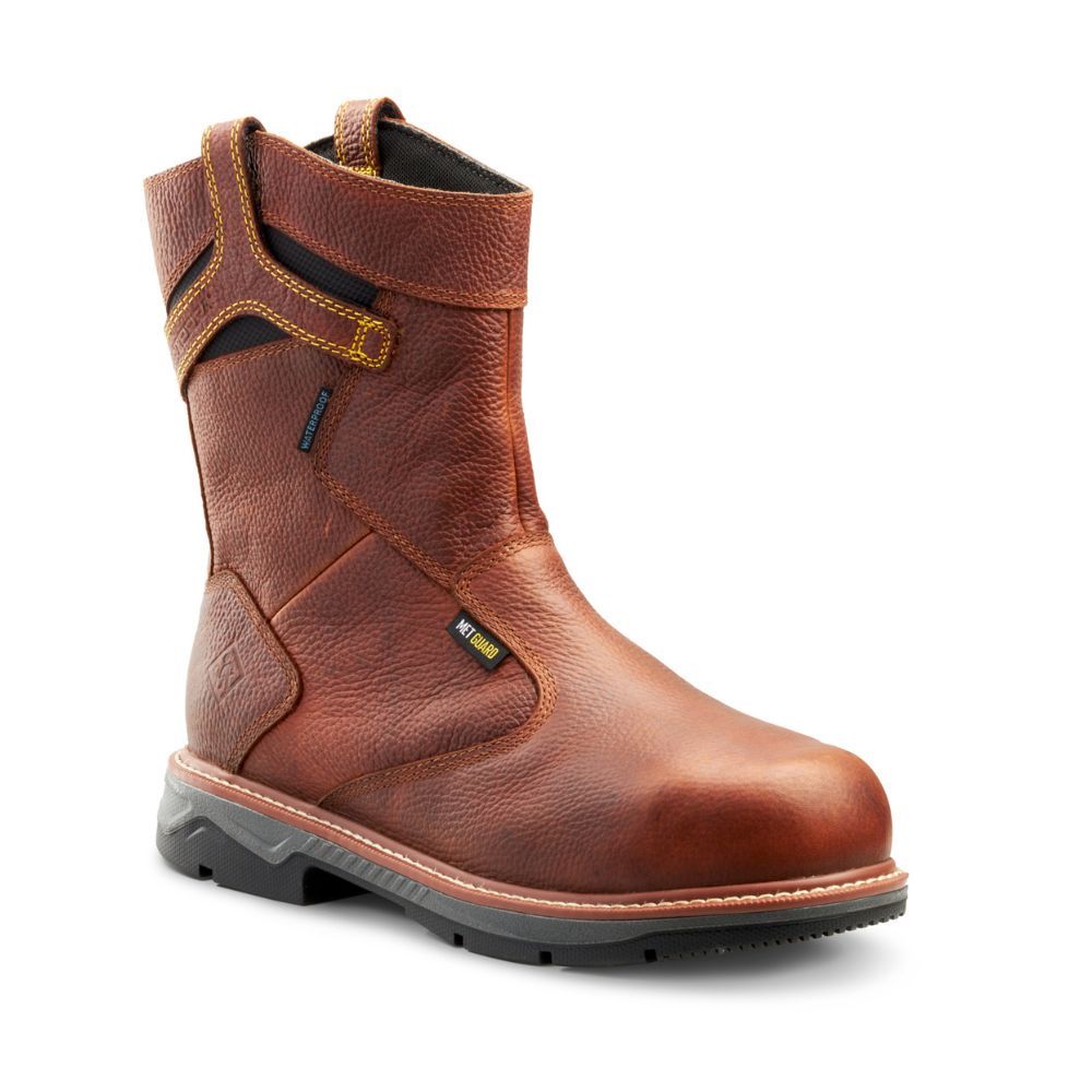 Terra Patton Waterproof 8-Inch Unisex Alloy Toe CSA Certified Pull-On Work Boots with Internal MET Guard (TR0A4TCCBRN) - Durable Safety Footwear for Construction, Warehouse & Industrial Work