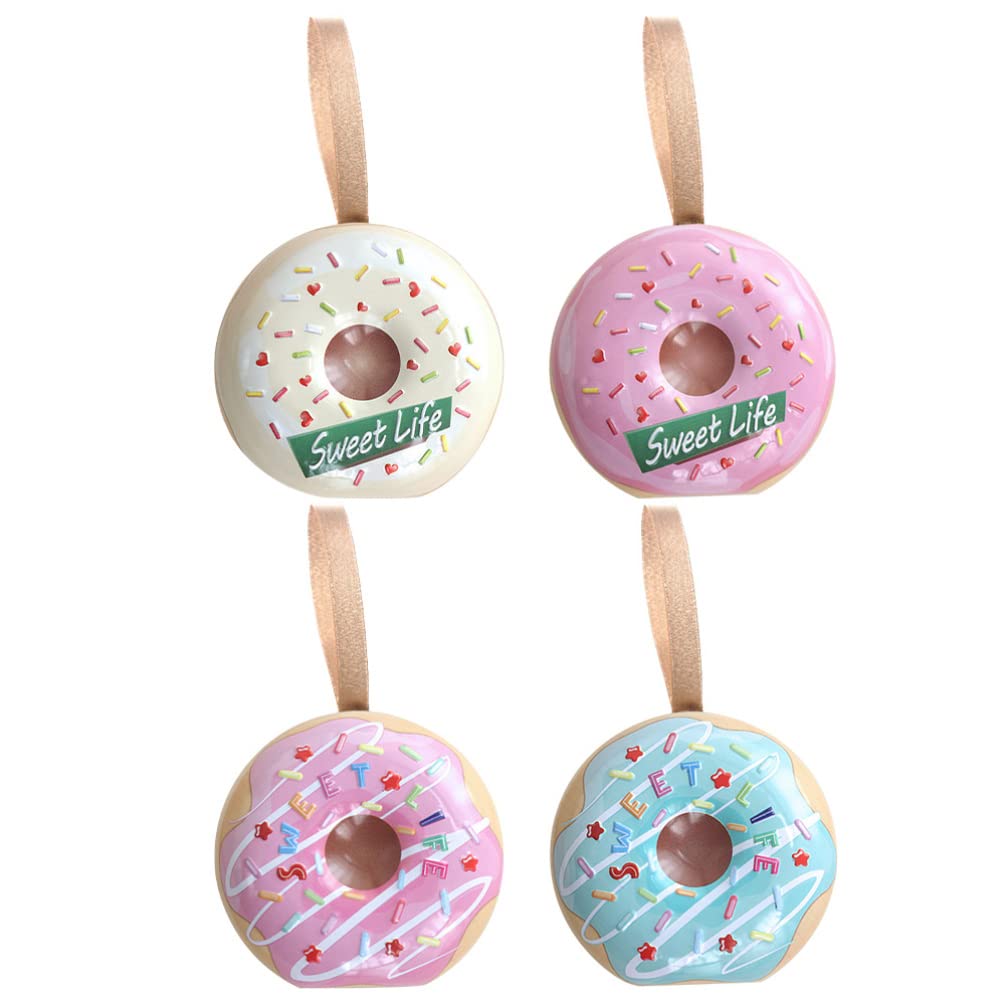 4pcs Donut Tinplate Storage Boxes - Hanging Empty Metal Tins for Candy, Cookies & Gifts | Wedding, Birthday Party Supplies | Perfect for Home Decor, Party Favors & Holiday Treats