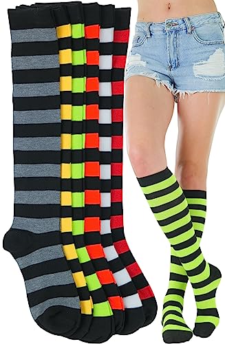 6 Pack: Full Body Black W/ Thick Color Stripes