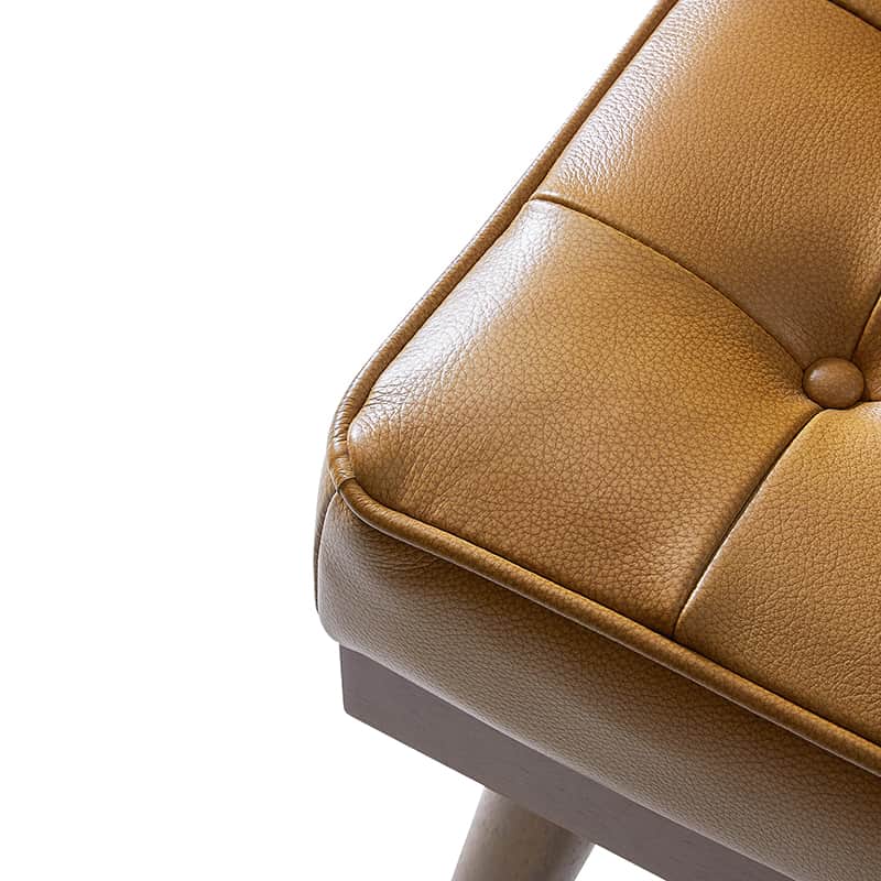 Elisa Mid Century Modern Genuine Leather Ottoman Footrest - Stylish Living Room Accent for Home Decor & Lounge Comfort