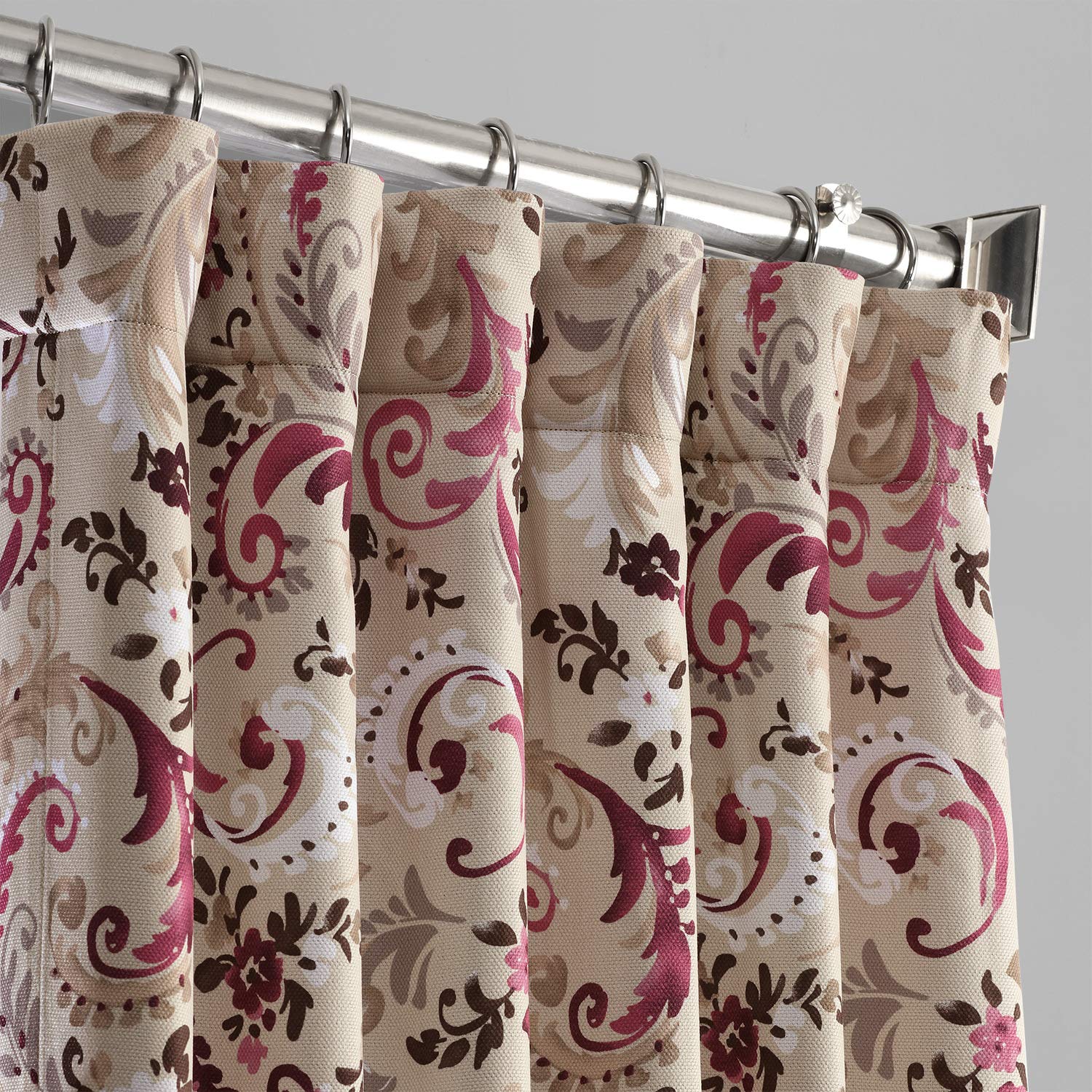 BOCH-DLN1919-108 Printed Linen Textured Curtain Panel (50x108 inches) - Sonoma Cabernet Red Wine Color | Half Price Drapes | Elegant Window Treatment for Living Room, Bedroom & Dining Room
