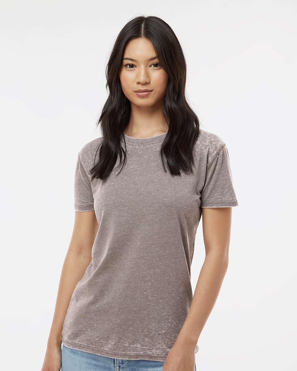J America Women's Zen Jersey T-Shirt - Soft Cotton Relaxed Fit Tee in Dark Smoke Gray for Yoga, Casual Wear & Everyday Comfort
