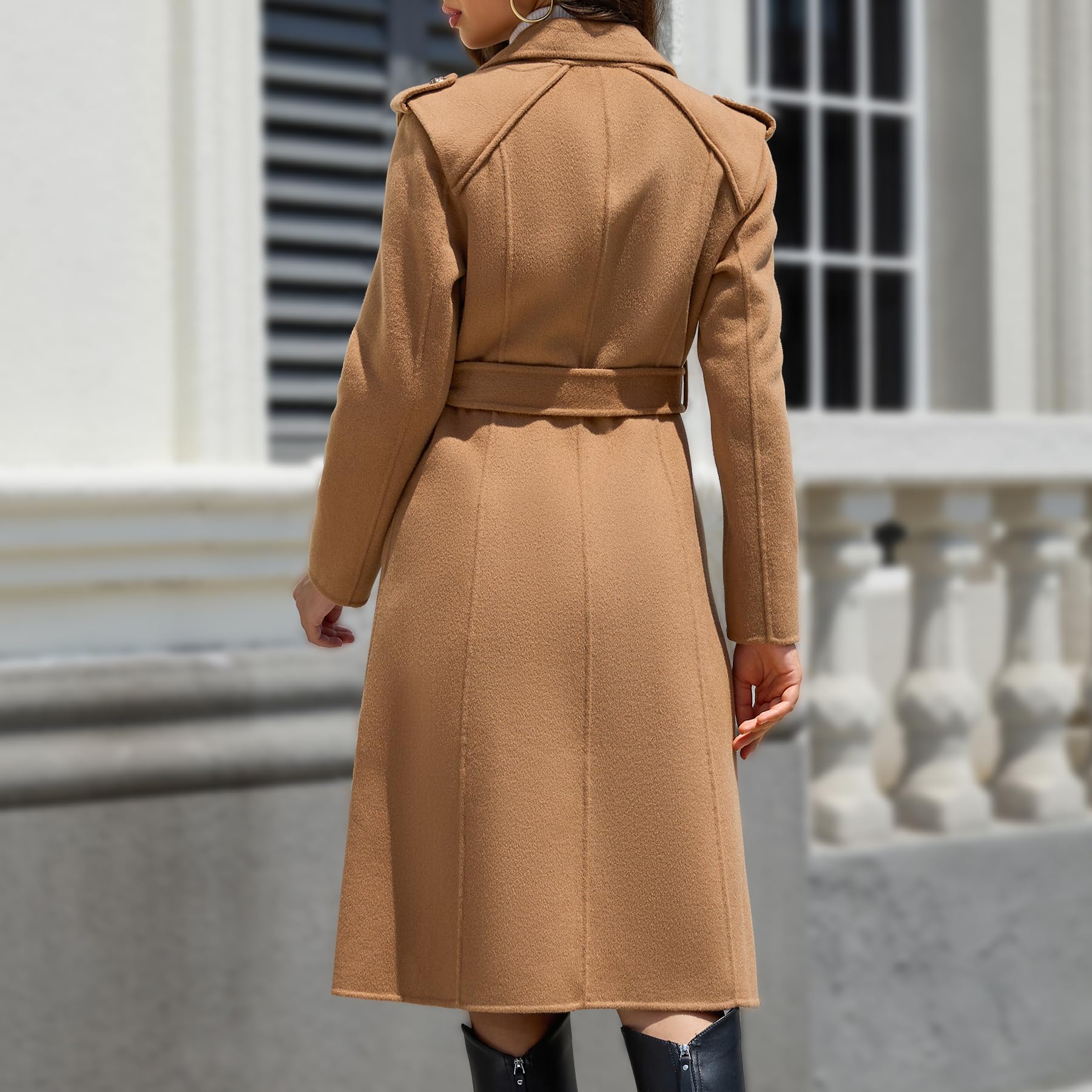 Premium 70% Wool Blend Wrap Coat for Women - Elegant Long Winter Coat with Belt | Warm & Stylish Outerwear for Office, Parties & Cold Weather