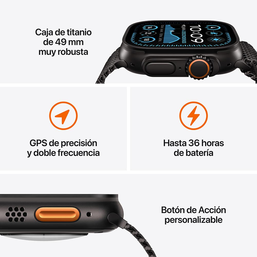 Apple Watch Ultra 2 GPS + Cellular 49mm - Black Titanium Case with Black Milanese Loop Band (Medium Size) | Perfect for Fitness Tracking, Outdoor Adventures & Everyday Smartwatch Use