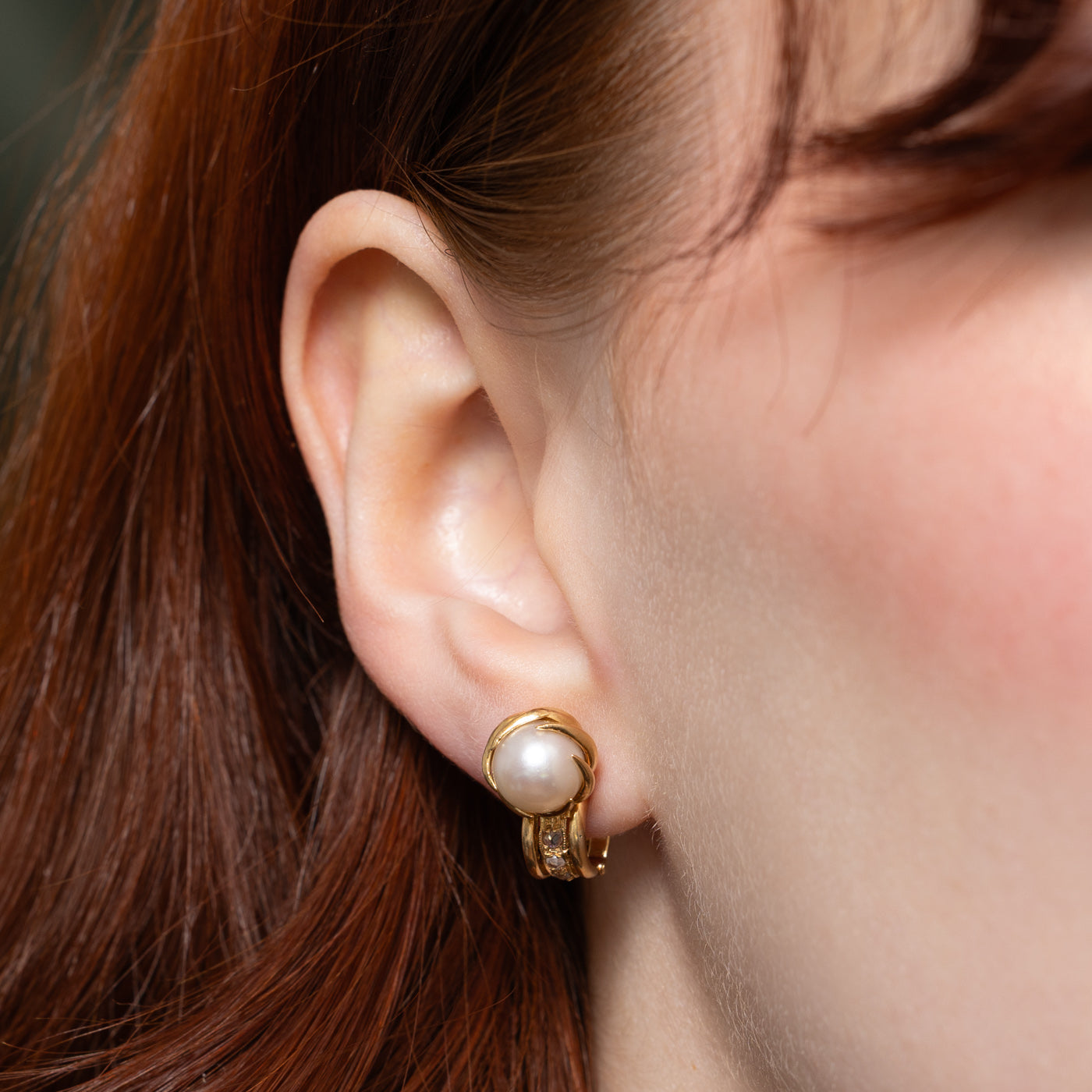 Vintage Pearl & Diamond Clip-On Earrings - 0.06ctw White Gold Elegant Jewelry for Women | Perfect for Weddings, Parties & Special Occasions