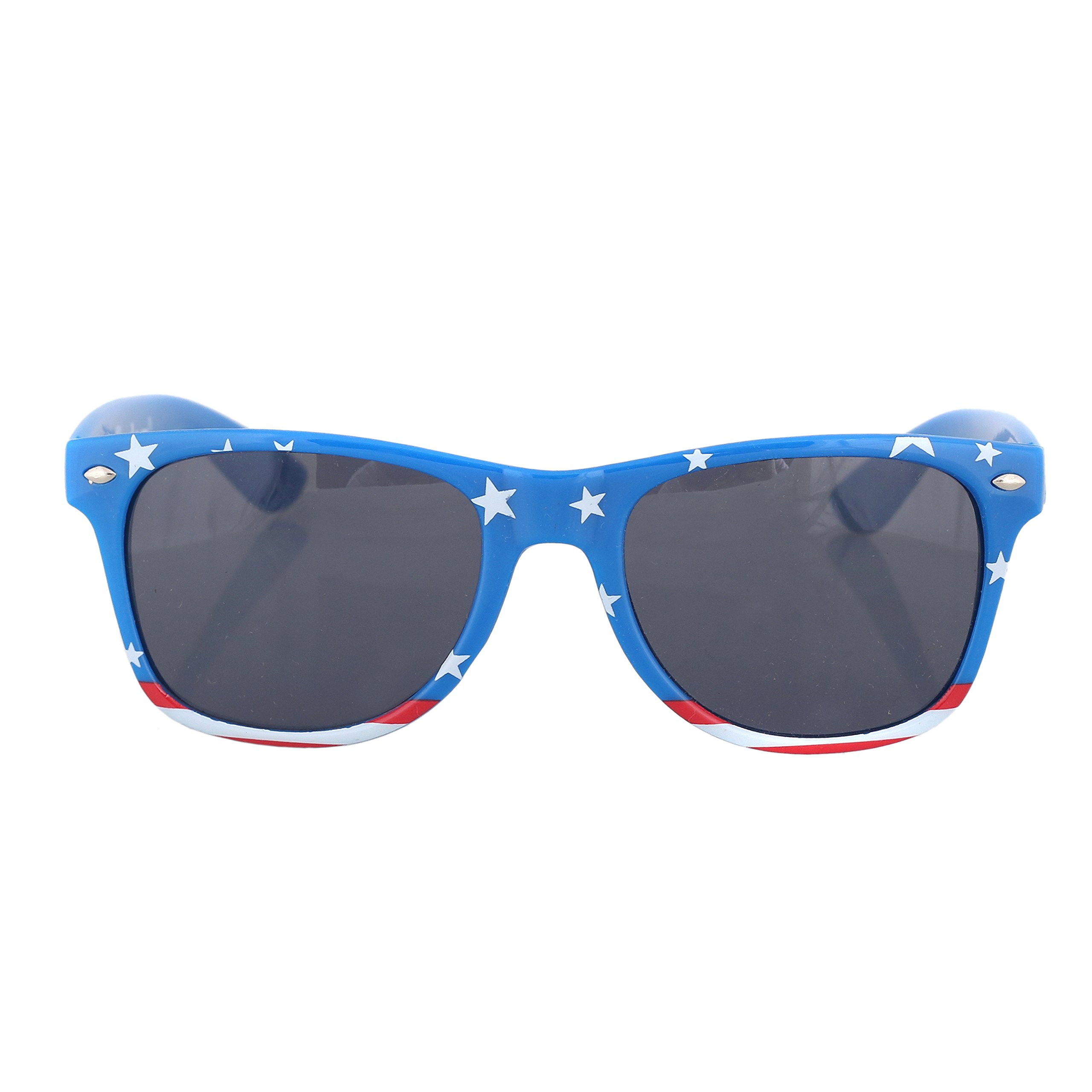 Retro 80's American Flag Sunglasses - Vintage USA Patriotic Eyewear for 4th of July, Beach, Pool Party & Summer Outdoor Activities