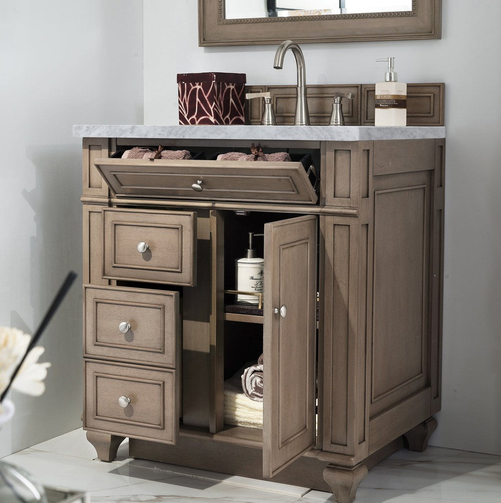 James Martin Vanities Bristol Collection 30-Inch Single Bathroom Vanity in Whitewashed Walnut with Countertop Options - Perfect for Modern Bathroom Remodeling and Home Renovation Projects