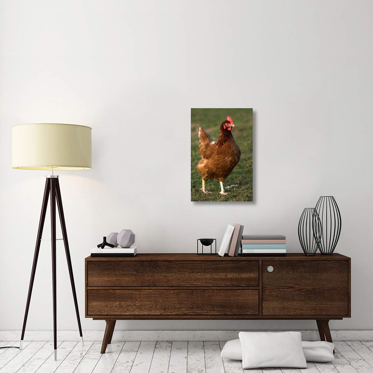 Free-Range Hen Close-Up Canvas Art Print - 20x30 Inch England Countryside Chicken Wall Decor - Perfect for Farmhouse, Kitchen & Country Style Home Decor
