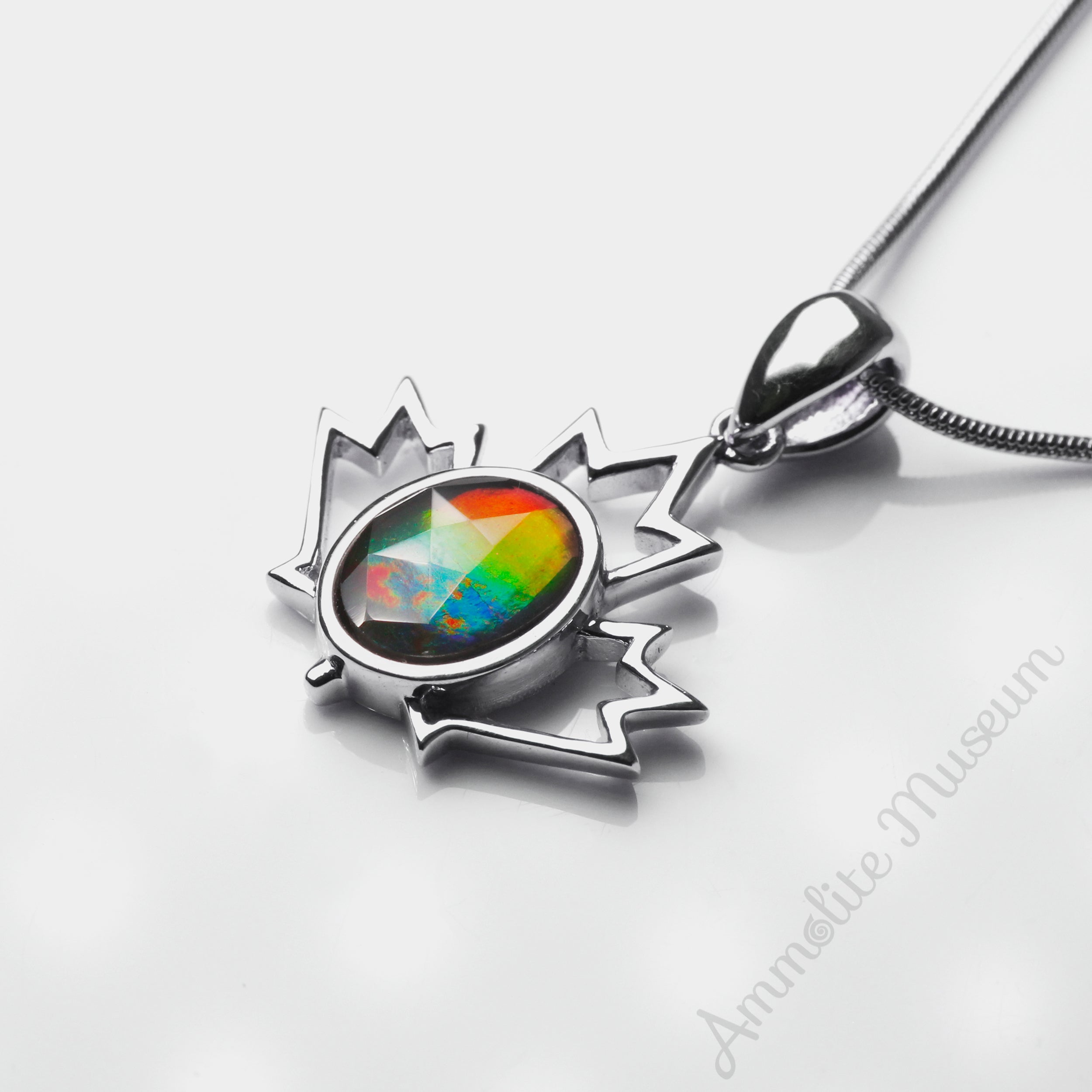 Authentic Canadian Ammolite Pendant in Sterling Silver – Elegant Jewelry for Women, Gift for Her, Birthday & Anniversary Present