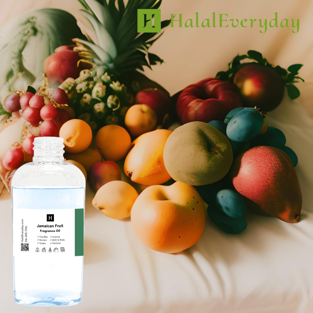 Halal Everyday Fragrance Oil - 100% Pure for Soap Making, Candle Warmer, Incense, Body Oil, Perfume & DIY Projects - Jamaican Fruit Scent (8 oz) - Perfect for Aromatherapy, Home Scenting, and Handmade Gifts