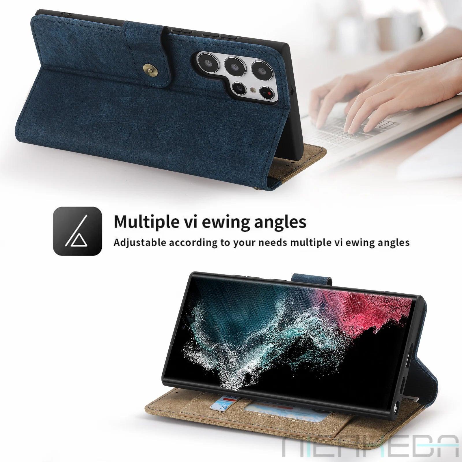 Samsung Galaxy S24 Plus Anti-Theft Leather Case with RFID Blocking - Slim Protective Cover for Daily Use & Travel