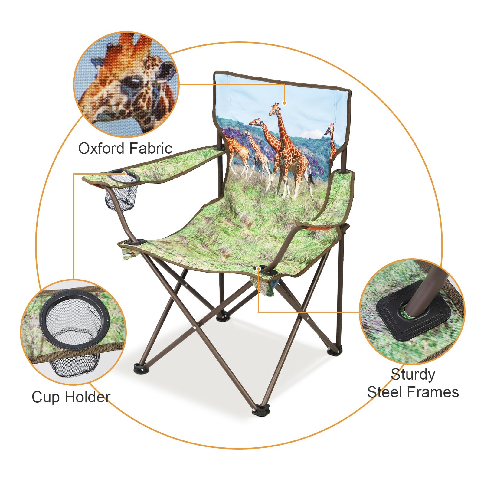 Northroad 2-Pack Portable Folding Camping Chairs - Lightweight Collapsible Hunting Chairs with Animal Print Design for Outdoor, Travel, Beach, Fishing, Picnics, Backyard, and Garden Use - Perfect for Camping Trips, Tailgating, and Outdoor Adventures