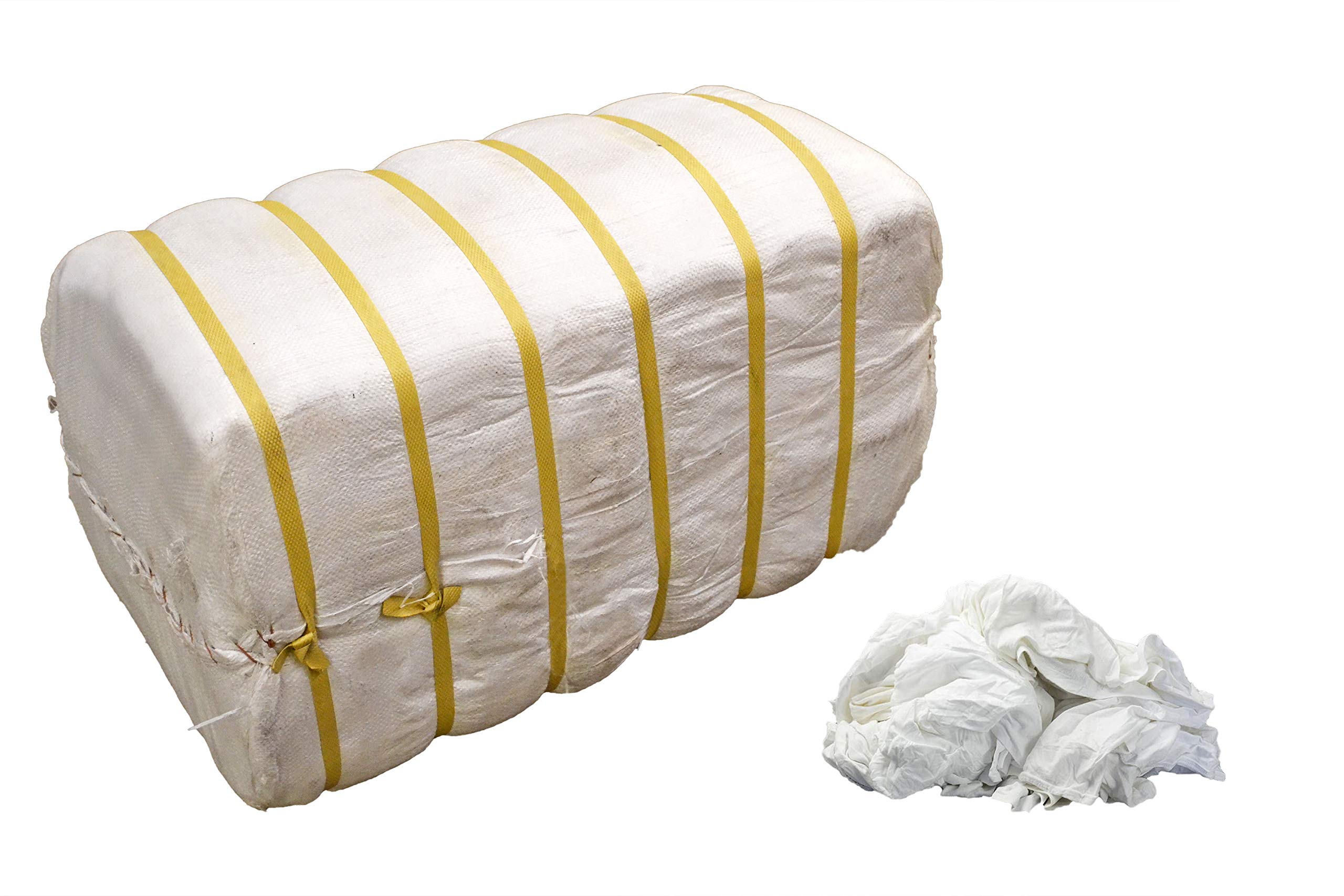 99303 100% Cotton White T-Shirt Knit Rags - 100 lb Bale | Premium Cleaning Cloths for Automotive, Workshop & Household Use