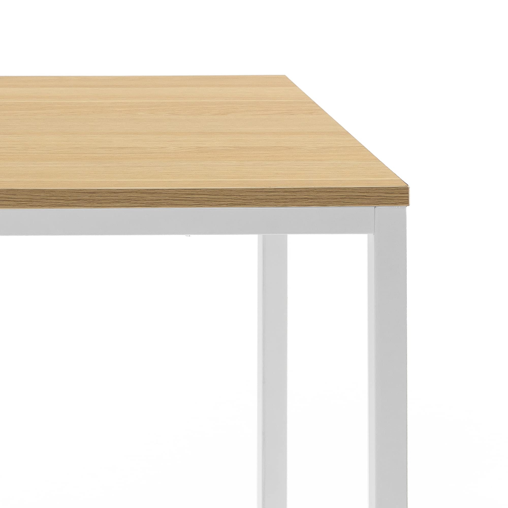 ZINUS Jennifer 55 Inch White Frame Computer Desk - Sturdy Office Workstation & Dining Table with Easy Assembly (Natural Wood Finish) - Perfect for Home Office, Study Room & Small Space Dining