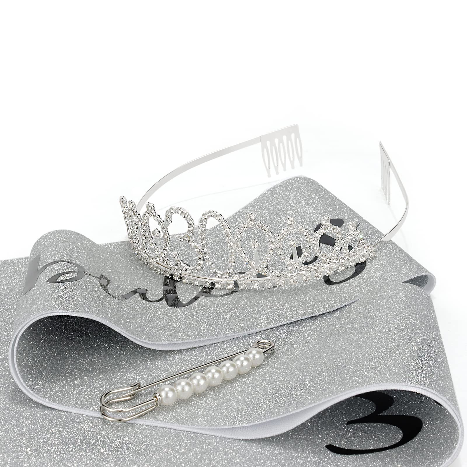 30th Birthday Sash & Tiara Set for Women - Silver '30 & Fabulous' Crown & Sash - Birthday Queen Decorations - Perfect for 30th Birthday Parties, Bachelorette Celebrations & Milestone Events