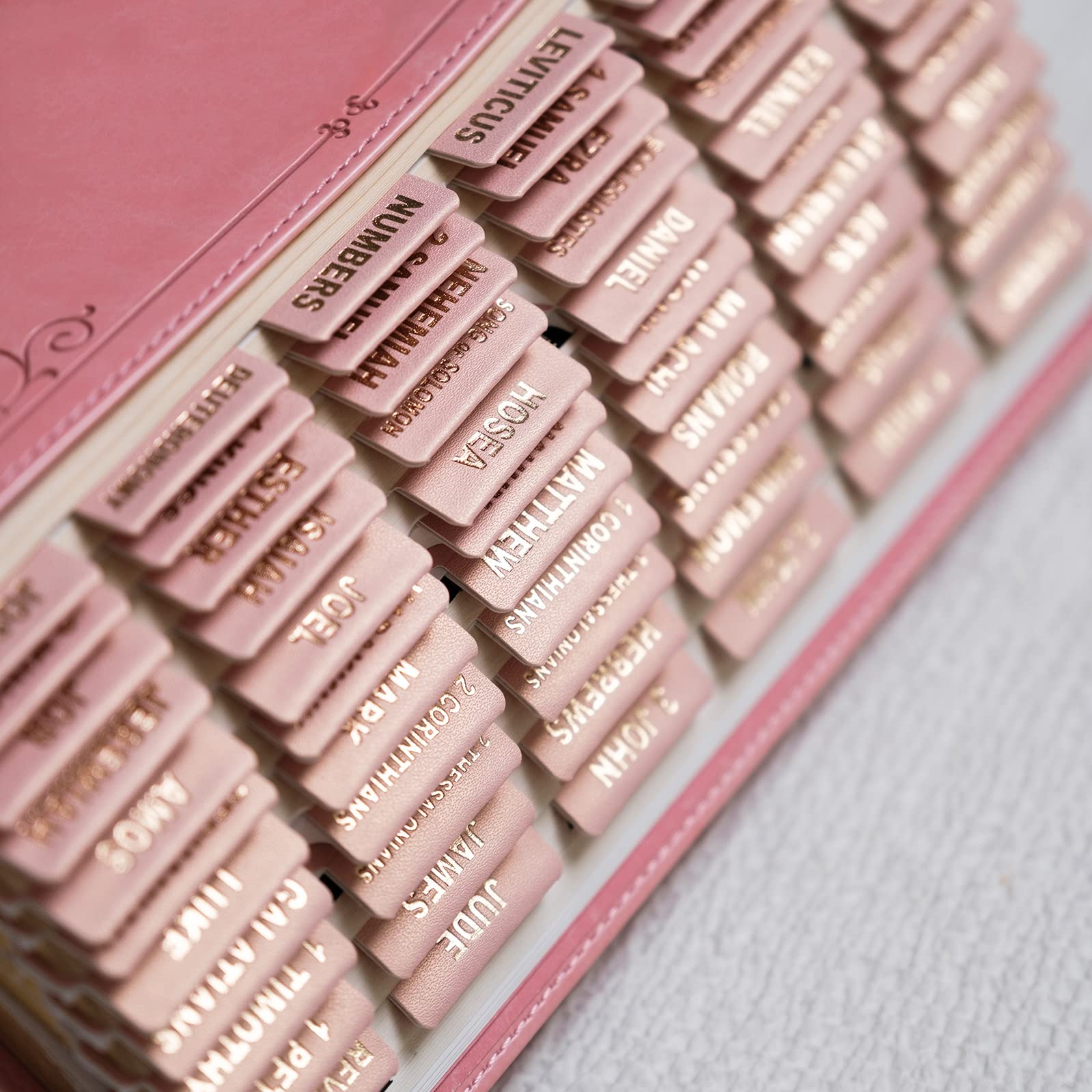 Leather Bible Tabs with Gold Foil - Easy Read Navigation Labels for Women & Men - Perfect for Church Study