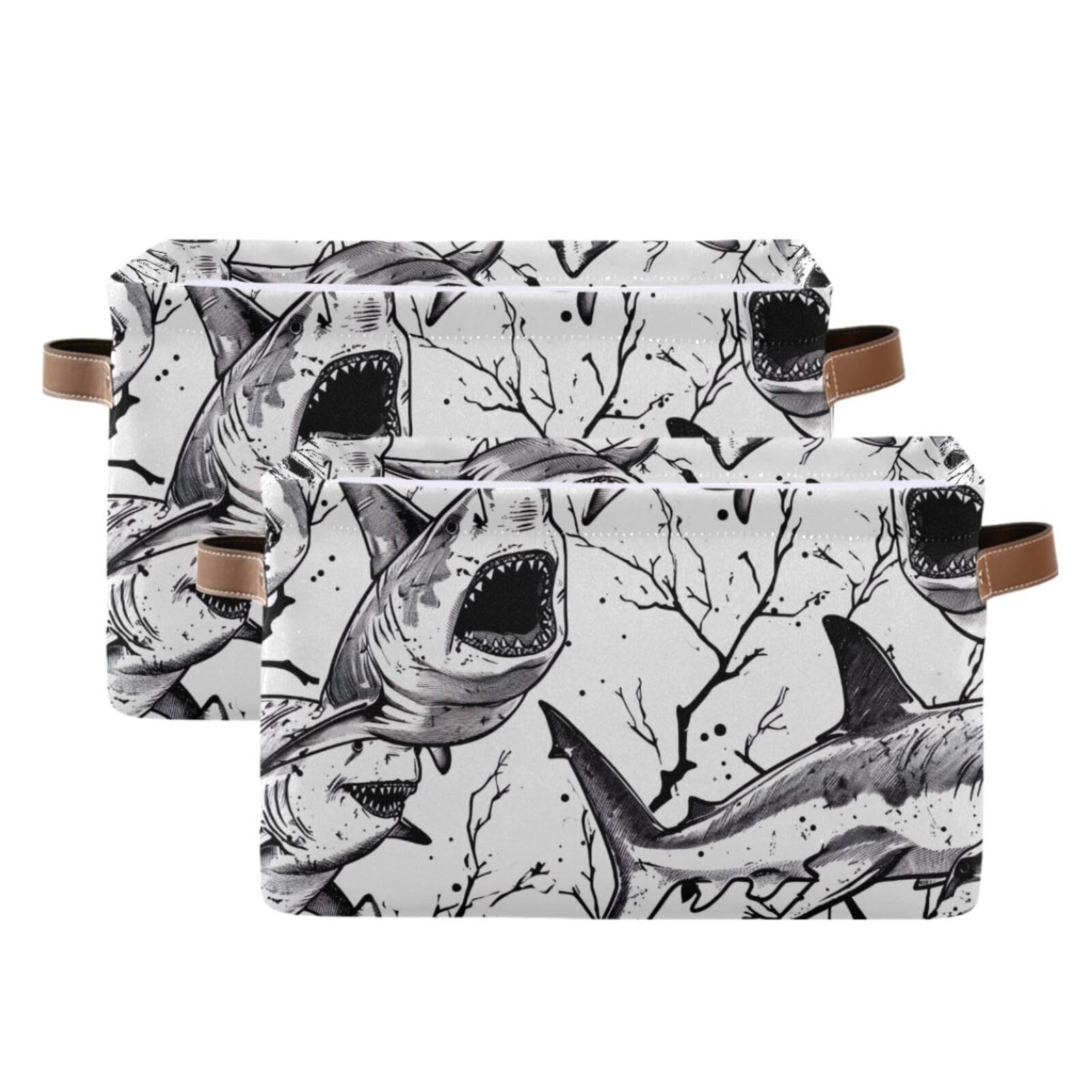 Foldable Canvas Storage Baskets with Handles - 2 Pack Rectangle Fabric Organizer Boxes for Clothes, Home & Office Organization | Perfect for Closet Shelves, Bedroom Decor & Kids Toy Storage