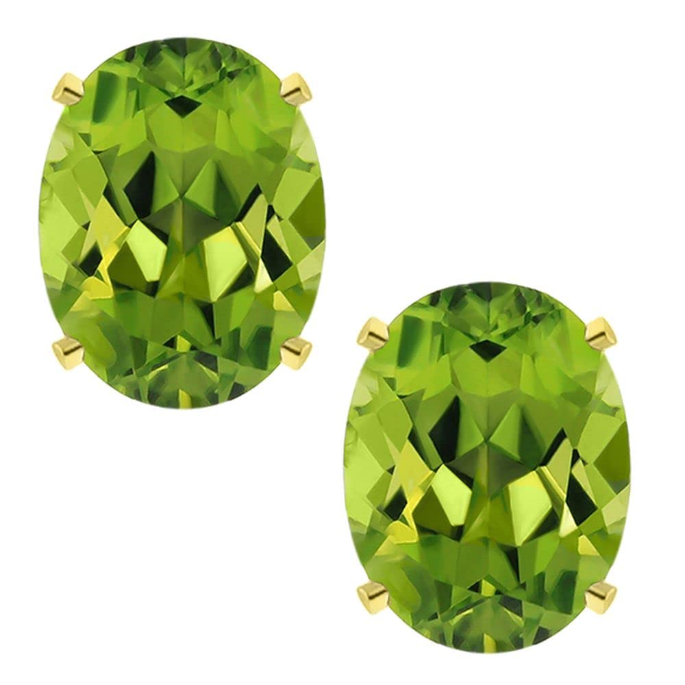 2.60 Ct Oval 8X6MM Green Peridot Gold Plated Stud Earrings for Women | Gemstone Jewelry Gift for Birthday, Anniversary & Special Occasions