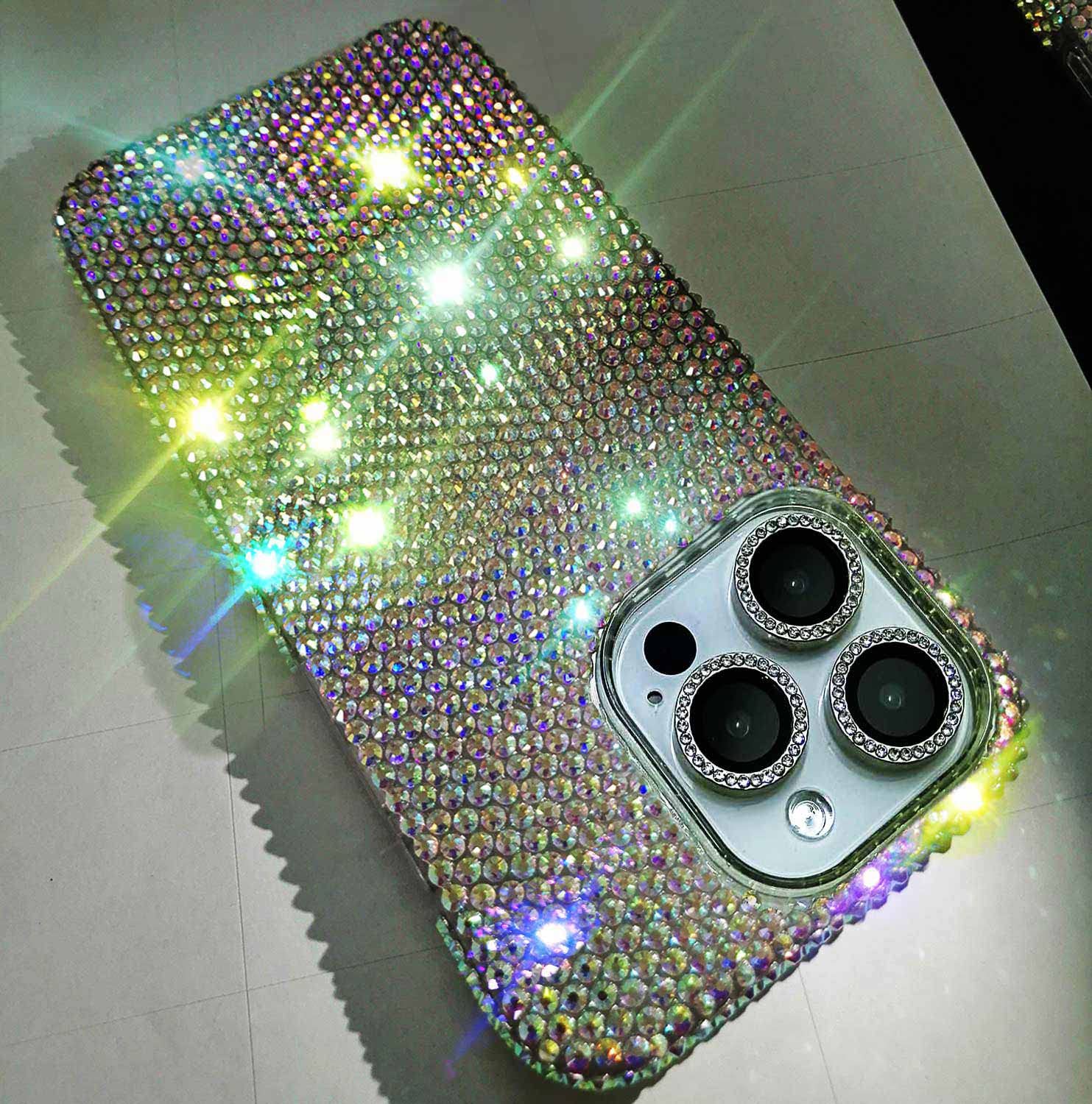 Sparkly Rhinestone iPhone 15 Pro Case - 1400+ Handset Glitter Crystals Protective Cover for Women & Girls | Perfect for Parties, Weddings, Prom & Special Occasions