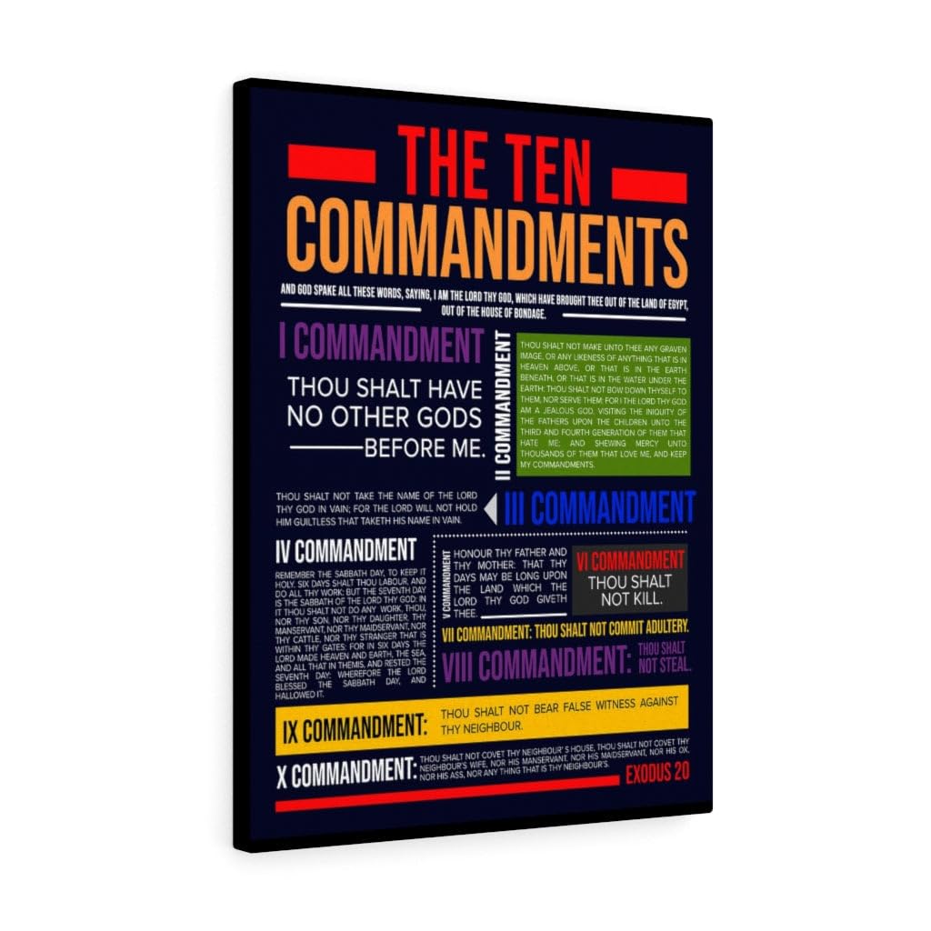 Bible Art Ten Commandments Canvas Print - Christian Home Decor & Religious Wall Art for Living Room, Bedroom, Church - Express Your Love with Inspirational Scripture Gifts