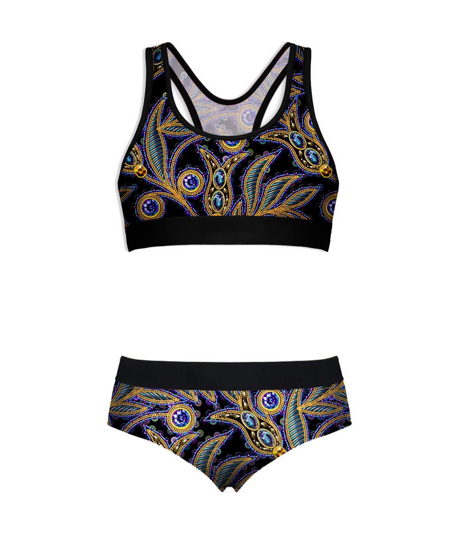 Sunshine Swing Women's 2-Piece Print Yoga Outfit - Seamless Tank Top Bra & Shorts Set for Workout, Running, Gym & Lounge Wear