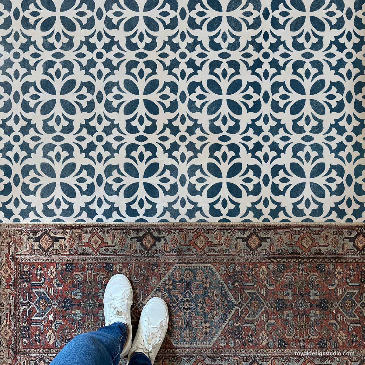 Alicante Tile Stencil - Reusable DIY Ceramic Stencils for Floor & Wall Tiles - Perfect for Home Decor, Bathroom, Kitchen & Backsplash Renovation Projects