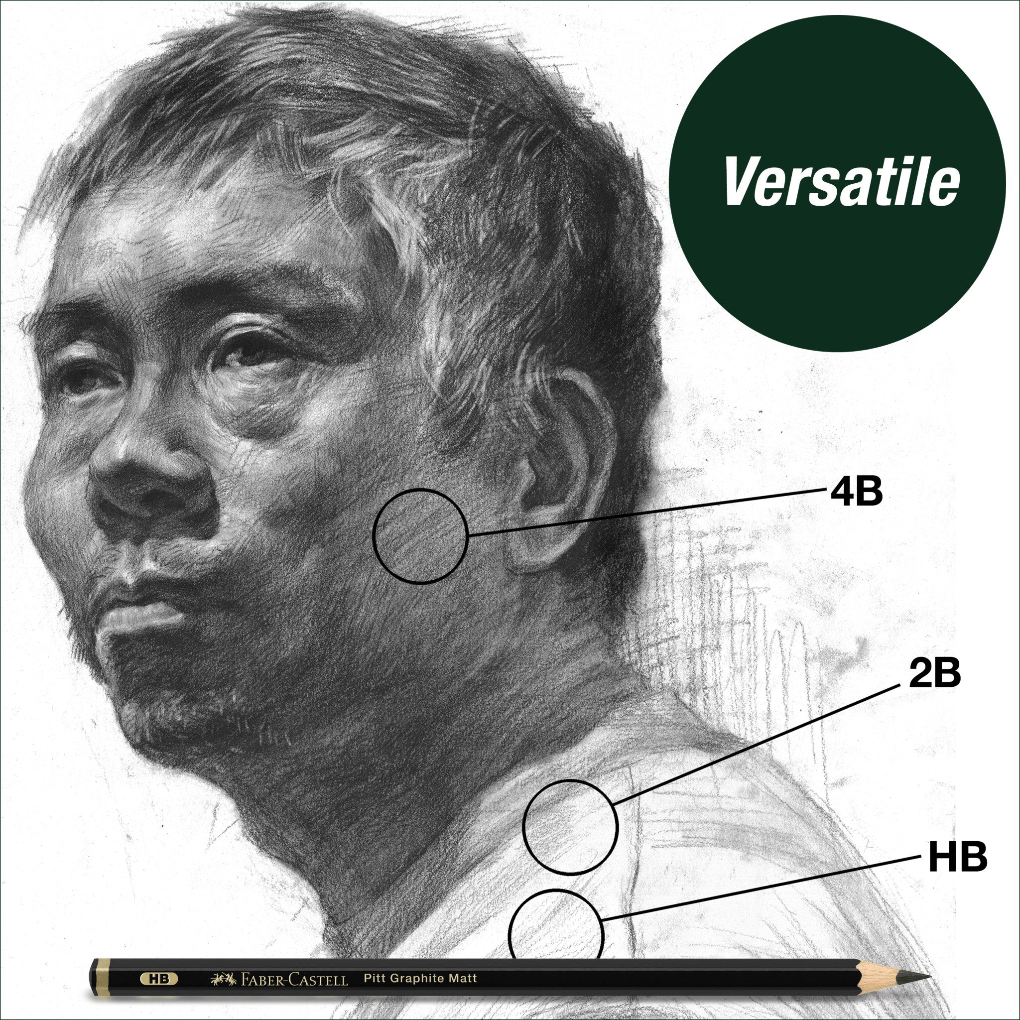 Premium Pitt Graphite Matte Sketching Pencils Set - HB, 2B, 4B for Artists & Drawing | Ideal for Sketching, Shading & Professional Artwork | #800166