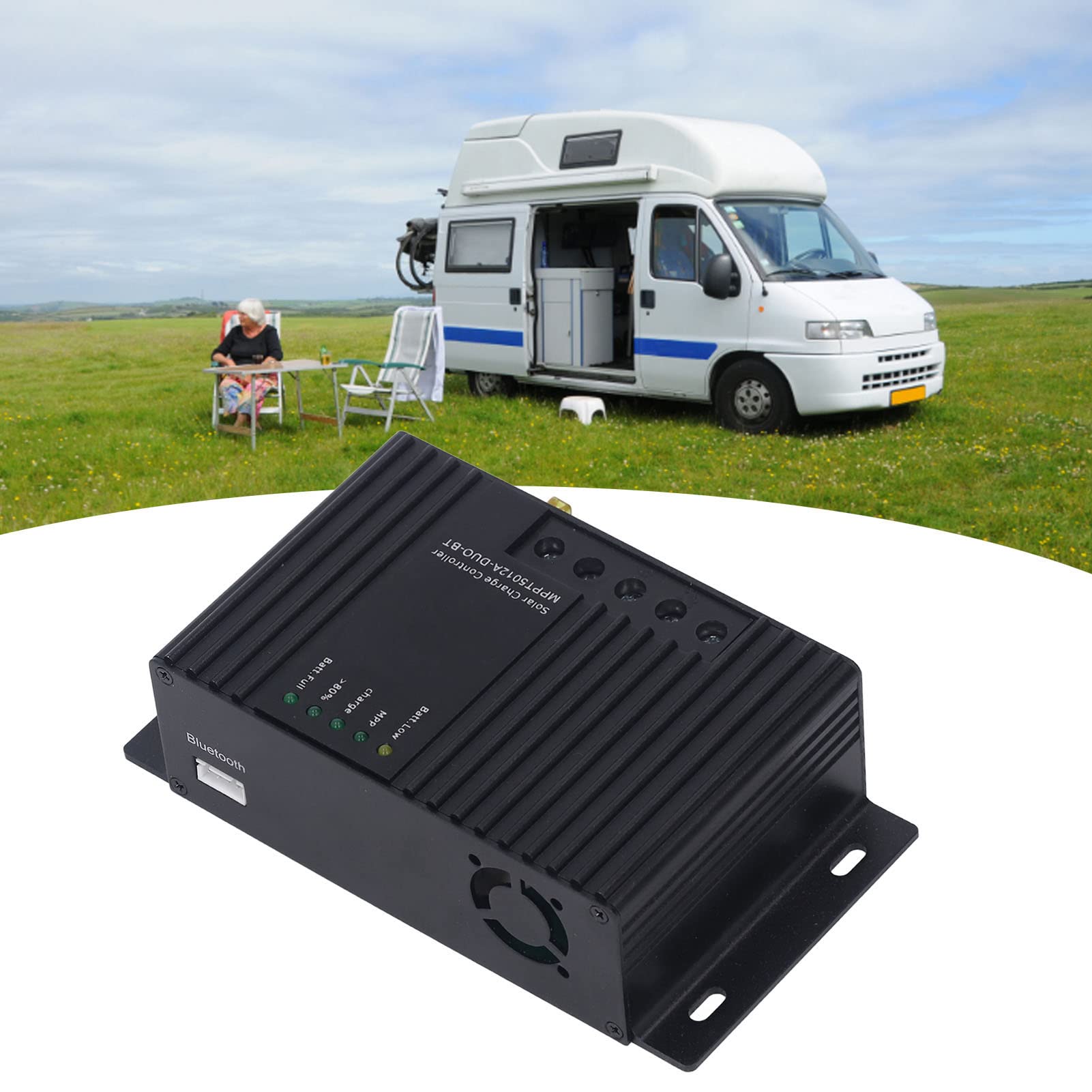 12A MPPT Solar Charge Controller for Dual Battery Charging - Waterproof & Efficient Solar Panel Regulator for RV, Boat, Off-Grid Power Systems