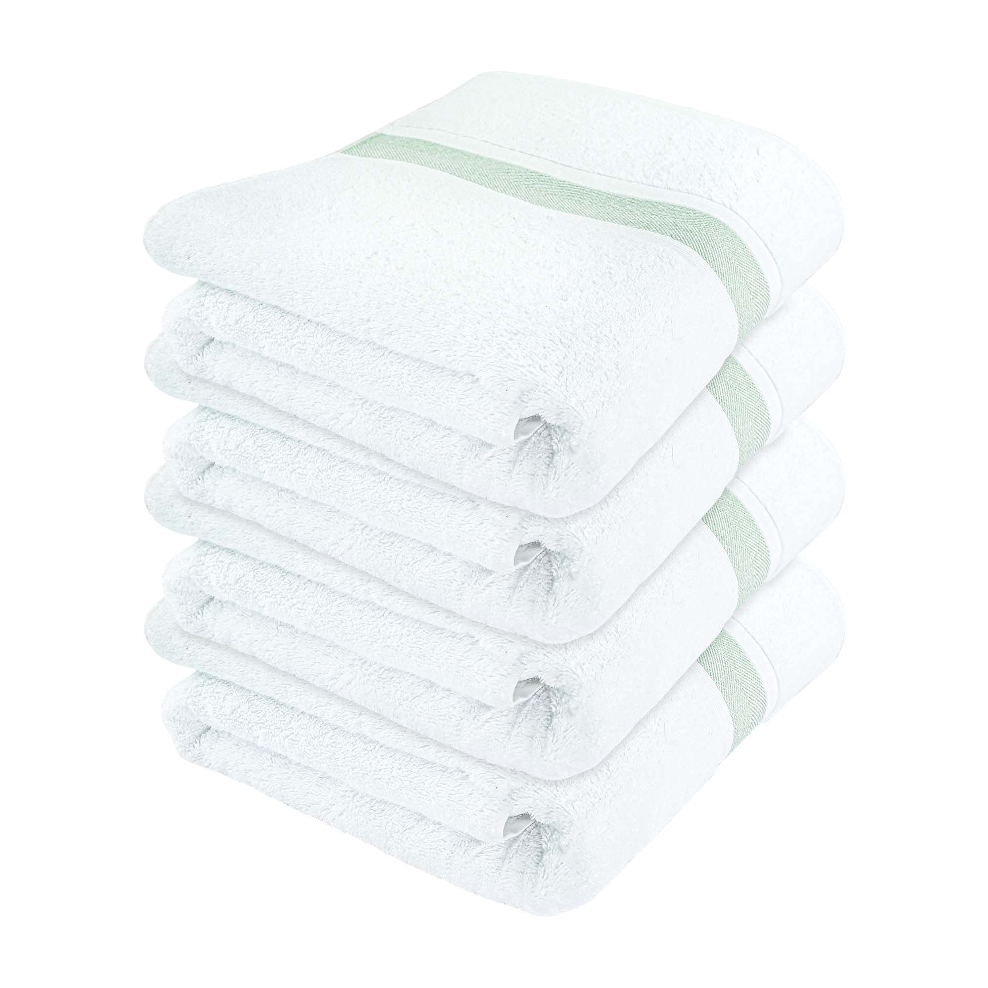 Luxury 100% Natural Cotton Bath Towels Set of 4 - Ultra Soft & Absorbent Hotel Quality Bath Sheets 35x67 Inches, Plush Thick & Bordered Design for Spa, Bathroom, Pool, Gym & Beach Use