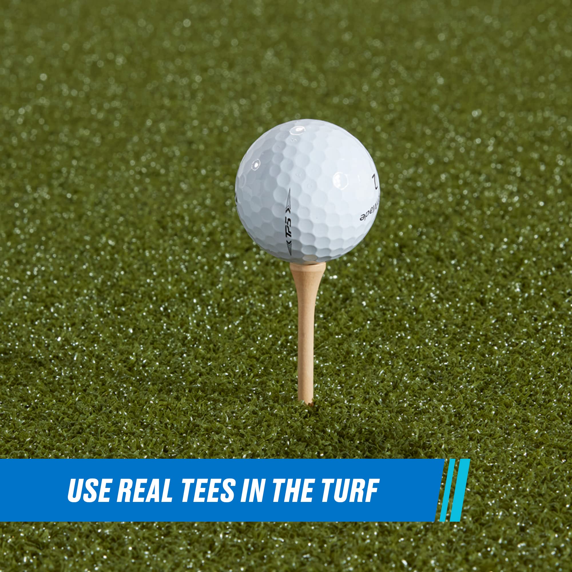 Premium Fiberbuilt Golf Hourglass Hitting Mat - Non-Slip Rubber Foam Base for Indoor/Outdoor Practice | Includes 4 Alignment Sticks & Ball Tray | Perfect for Home Garage, Backyard & Driving Range Training