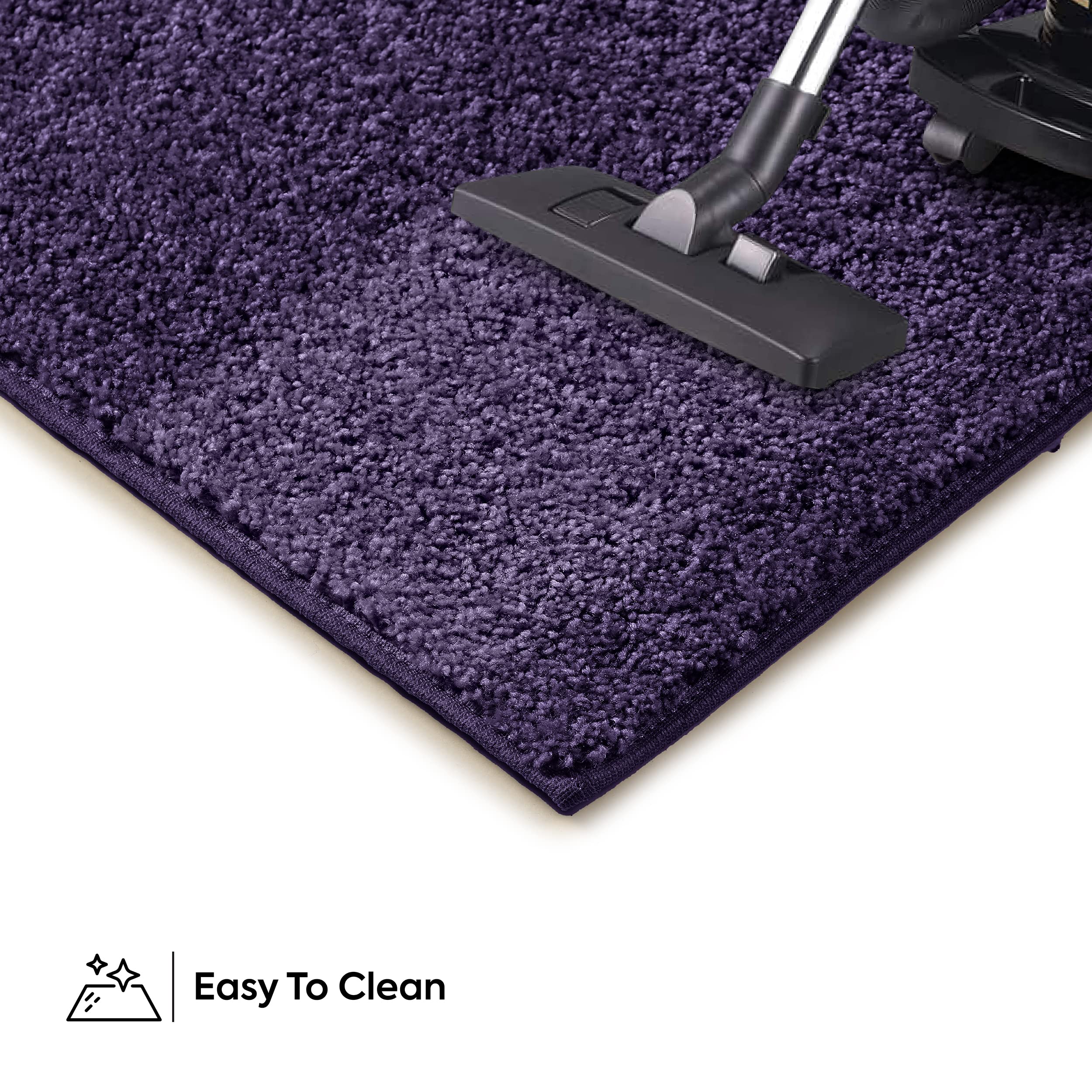 Ambiant Saturn Collection Pet Friendly Area Rugs - 66'' x 132'' Half Round Indoor Stain Resistant Rug in Purple | Perfect for Living Room, Bedroom, Entryway & Doorway | Pet & Kid Safe Non-Slip Carpet | Wedding Gift & Home Decor Idea