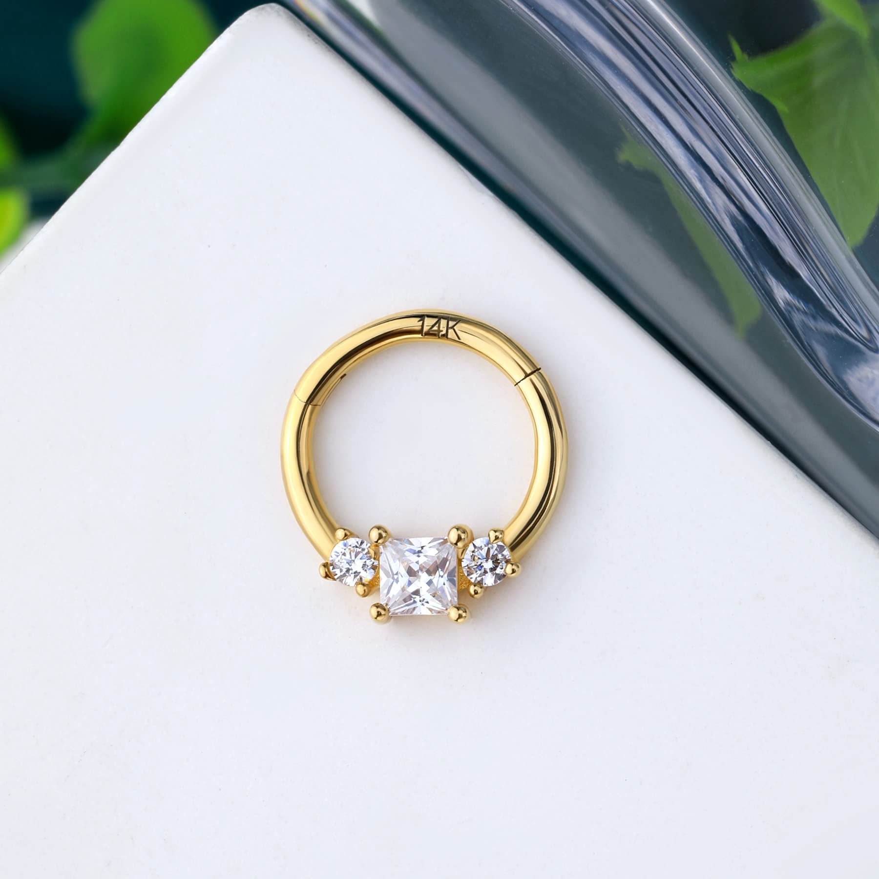 COCHARM 14K Solid Gold Septum Ring & Daith Earrings - 16G 8mm Real Yellow Gold Piercing Jewelry for Women & Men - Perfect for Everyday Wear, Parties, and Special Occasions
