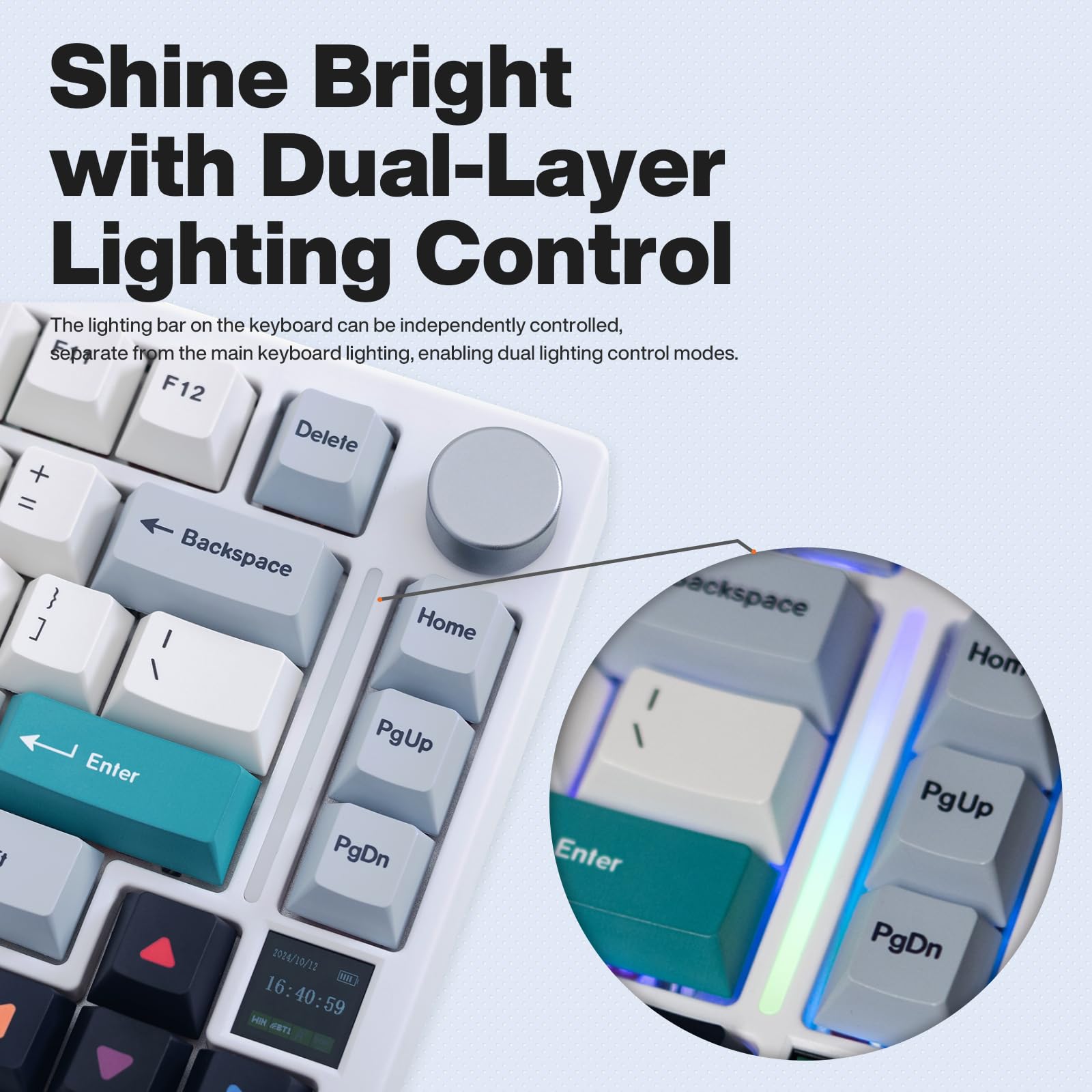 GK GAMAKAY TK75 V2 75% Compact Silent Mechanical Keyboard with TFT Screen - Hot Swappable RGB Backlit, Bluetooth 5.0/2.4GHz Wireless & USB-C Wired - PBT Cherry Profile Keycaps for Gaming, Office & Typing (Pegasus Switch) - Perfect for Esports, Programming & Home Workspace Setup