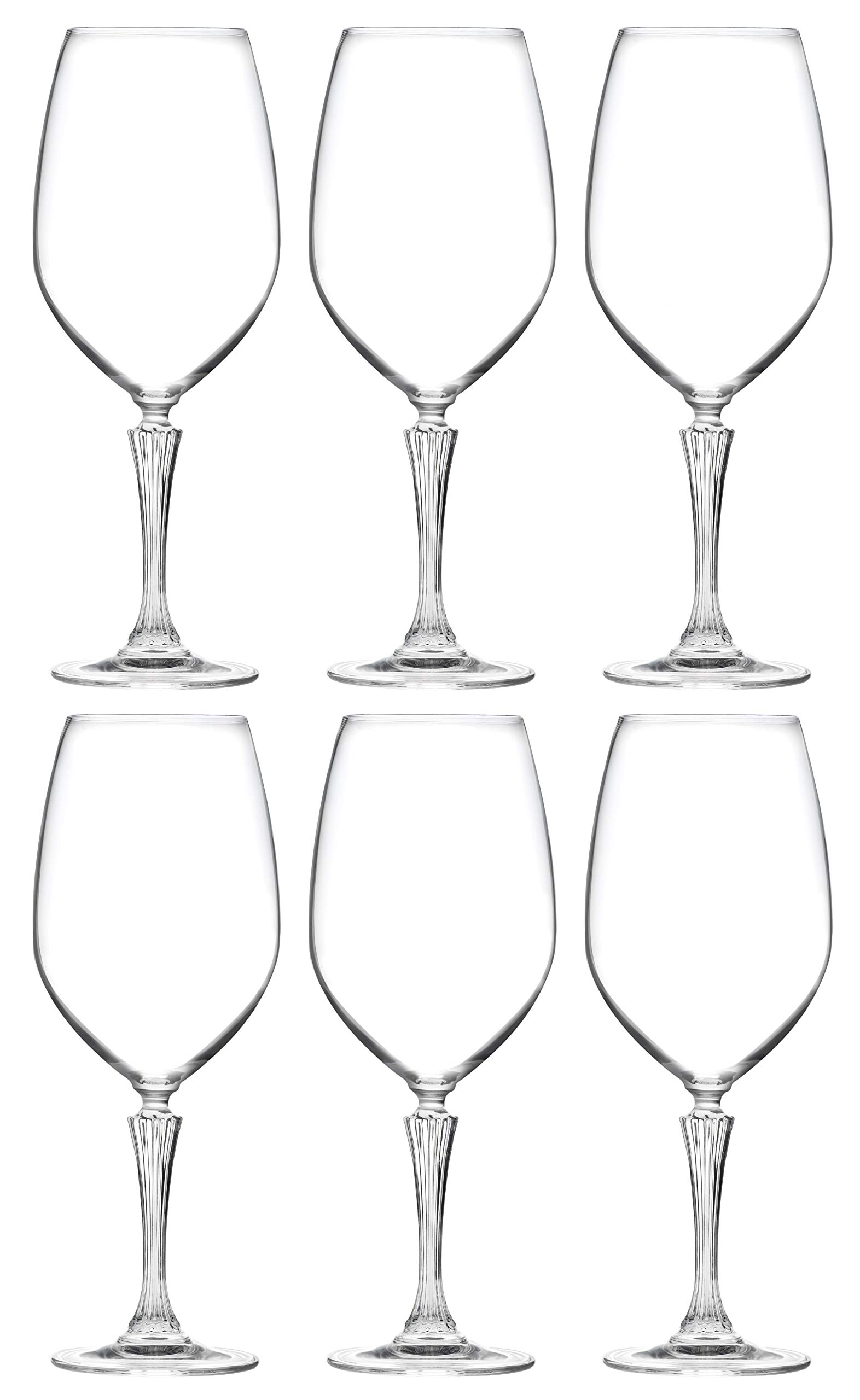 Premium Red Wine Glasses Set of 6 - 26oz Crystal Clear Goblets with Elegant Stem Design - Large Gran Cuvee Wine & Water Glasses - European Made Stemware for Fine Dining, Parties & Gifts