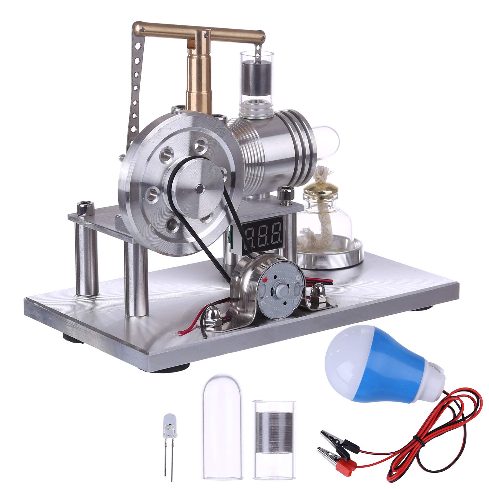 TOYGA Mini Hot Air Stirling Engine Model with LED - Educational Science Toy for Adults & Kids, Desktop Generator for Physics Experiments & STEM Learning - Perfect for Classroom, Home Lab & Gift Ideas