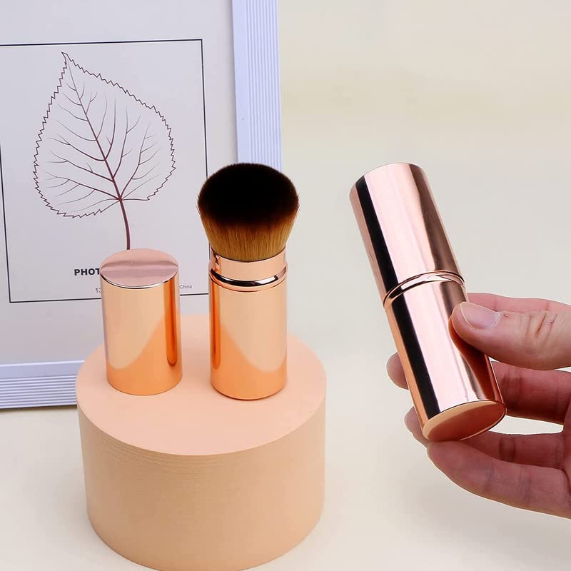 RECTYO GALLERY 1 PCS Retractable Kabuki Brush - Sunscreen & Makeup Applicator for Face & Body | Foundation Brush for Liquid, Cream & Powder | Flawless Blending | Perfect for Kids & Adults | Travel & Daily Makeup Routine