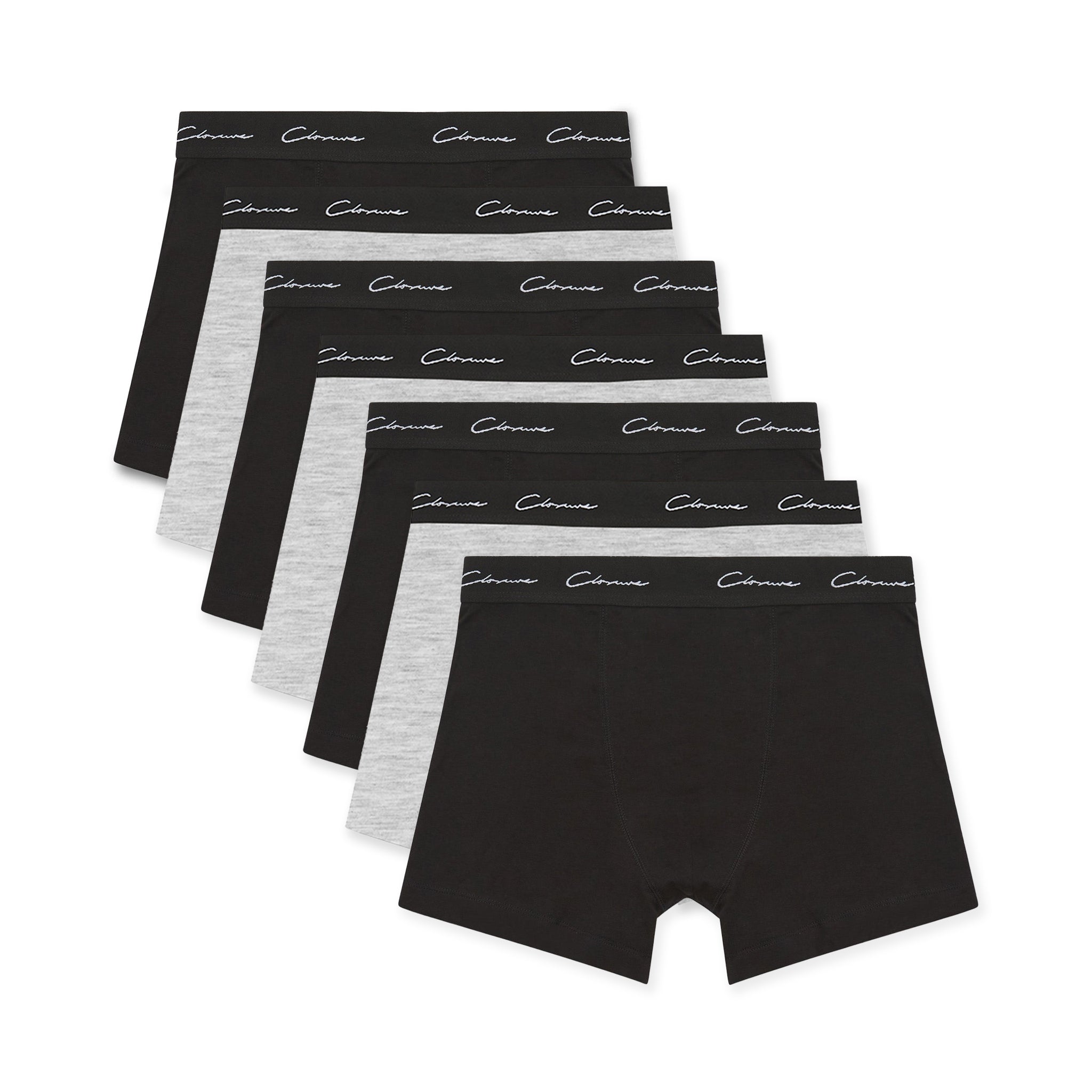 7 Pack Classic Signature Boxers for Men - Soft Cotton Underwear in Black & Grey Marl | Comfortable Everyday Wear for Work, Gym & Lounge