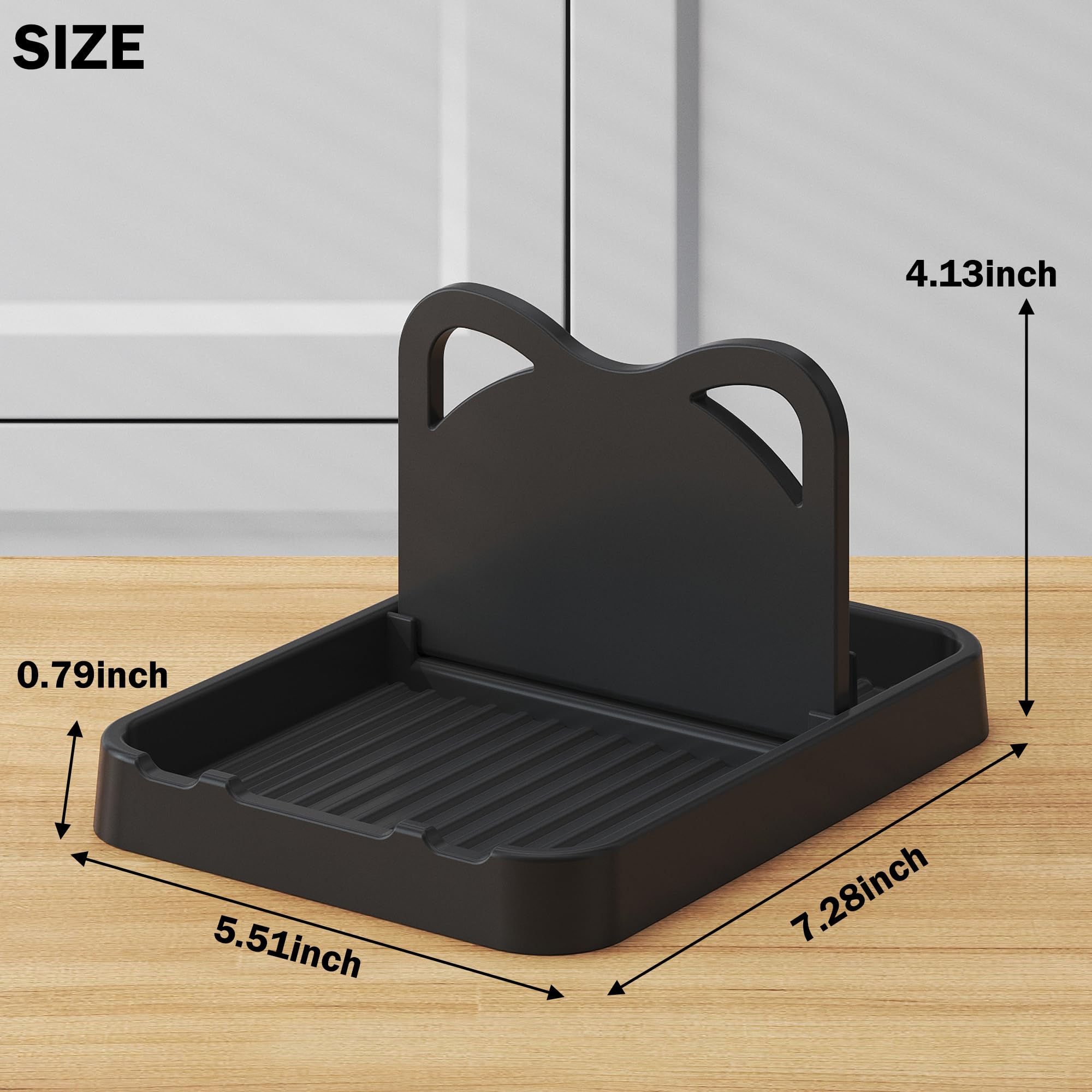 H&W 2-Pack Foldable Spoon Rest with Lid Holder - Black Kitchen Counter Organizer for Spoons, Pot Lids, Spatulas & Utensils - Perfect for Cooking, Baking & Meal Prep