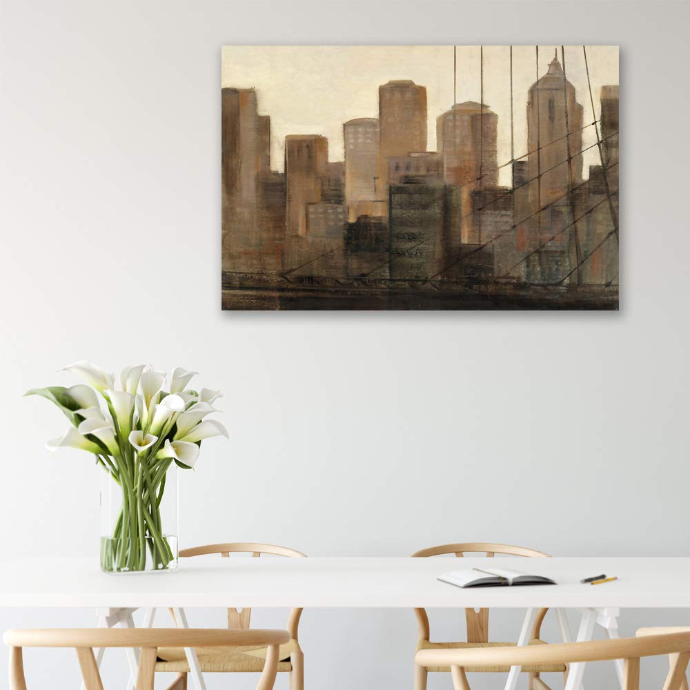 Impressionist City Canvas Wall Art - 16x24 Inches Giclee Painting for Bedroom, Living Room, Home Office & Dining Room Decor