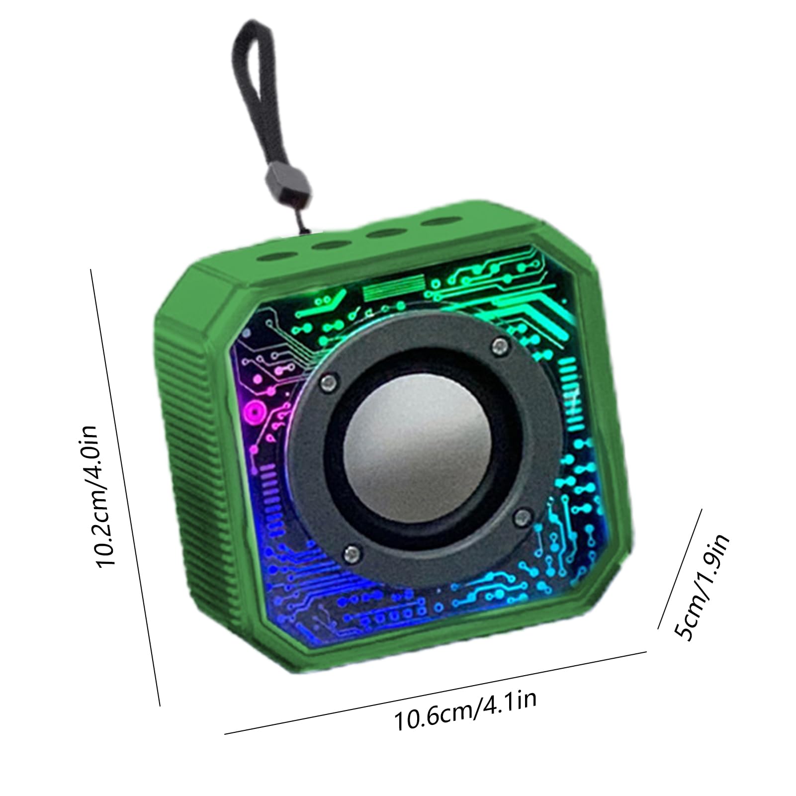 Awakentti Bluetooth Speaker - Portable Transparent Mecha Design with LED Lights, Preset EQ, Wireless Outdoor Speaker for Home, Travel, Camping, Beach & Party (Green) - Perfect for Indoor Entertainment & Outdoor Adventures