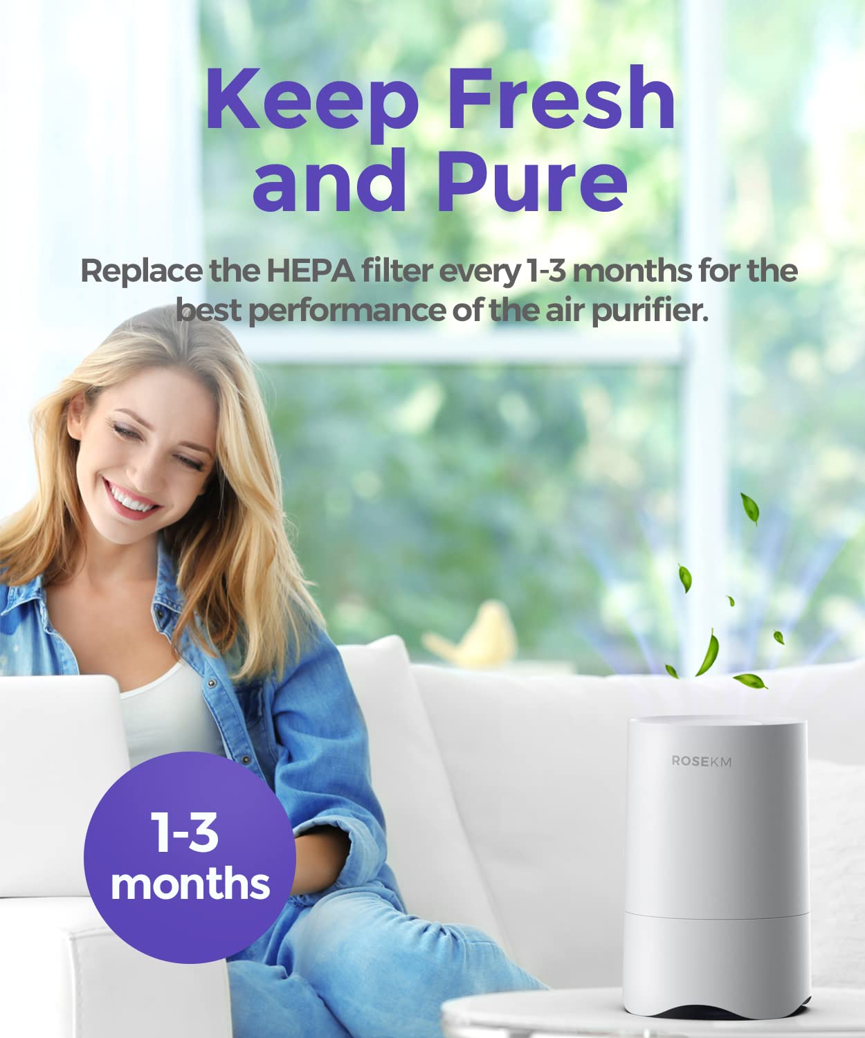 1-Year Pack True HEPA Air Purifier Replacement Filters (4 Pack) - Compatible with AP001R & AP002R Models - Ideal for Home, Office, and Allergy Relief
