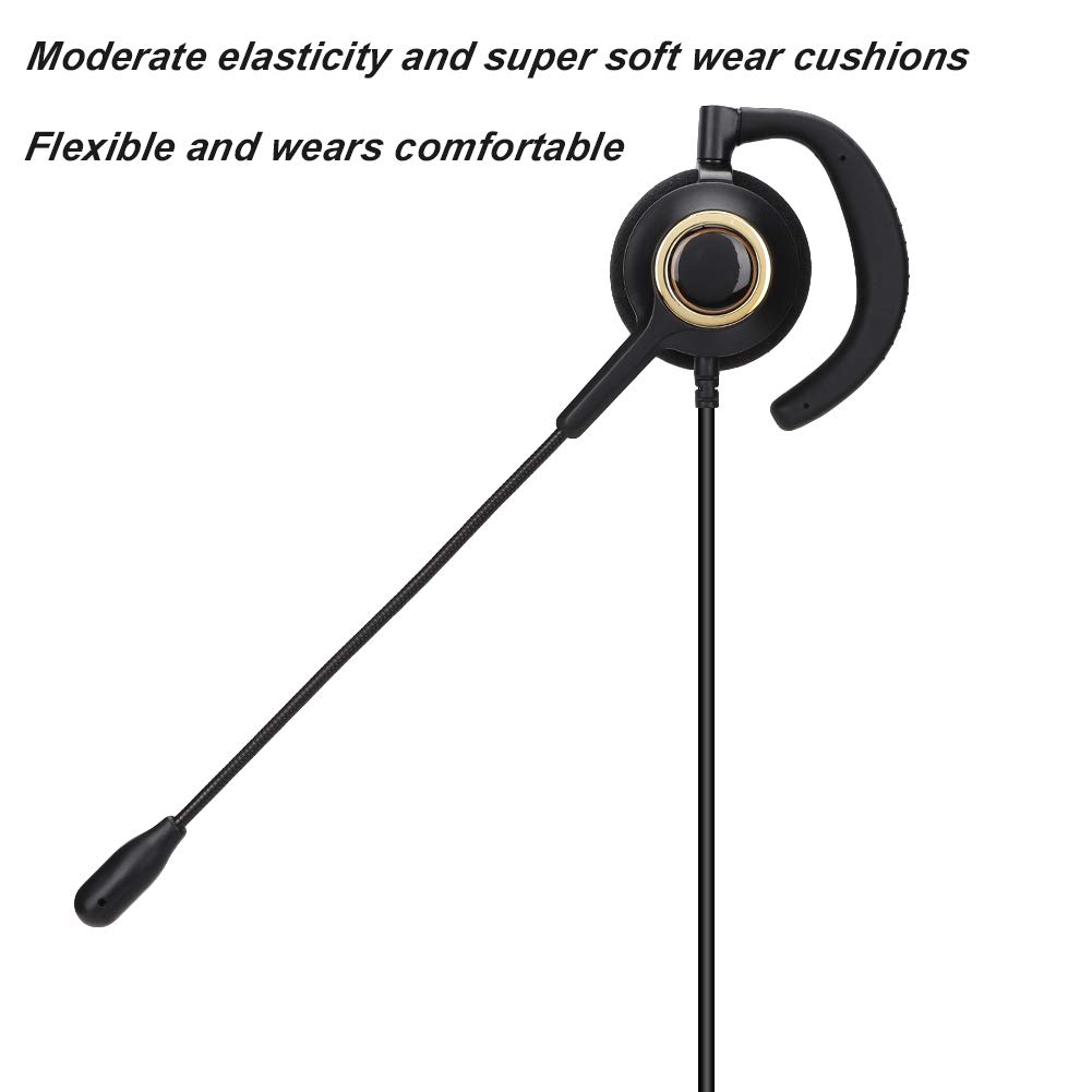 Noise Canceling Call Center Headset with Microphone - 3.5mm Rear Mounted Office Headphones for Customer Service, Compatible with Most Call Center Phones - Perfect for Call Centers, Telemarketing & Remote Work