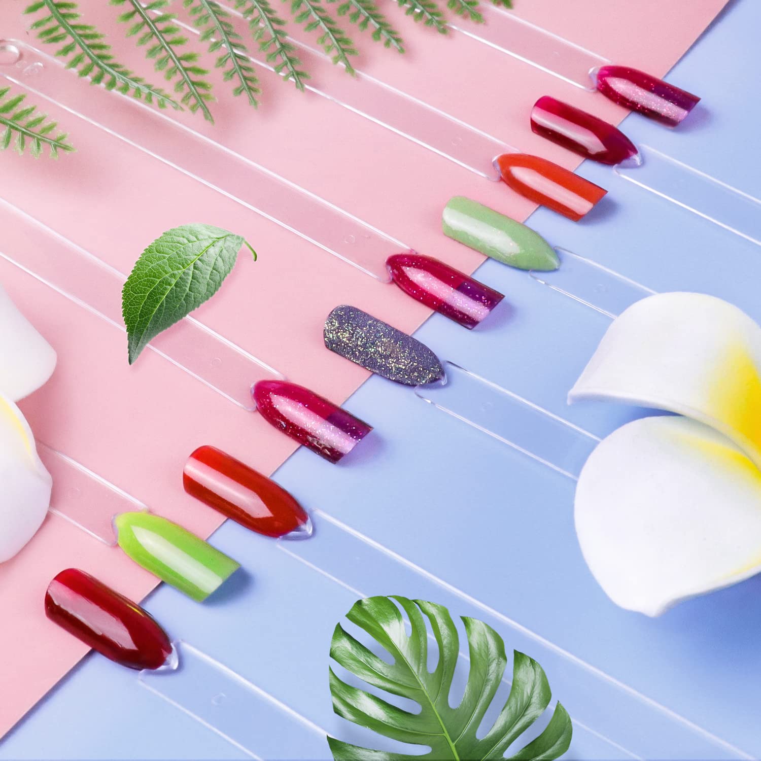 100PCS Clear Fake Nail Tips for Nail Art Practice - Transposable Nail Display Sticks for Gel Polish Application, DIY Manicure & Nail Salon Training - Perfect for Beginners, Professionals & Nail Art Enthusiasts