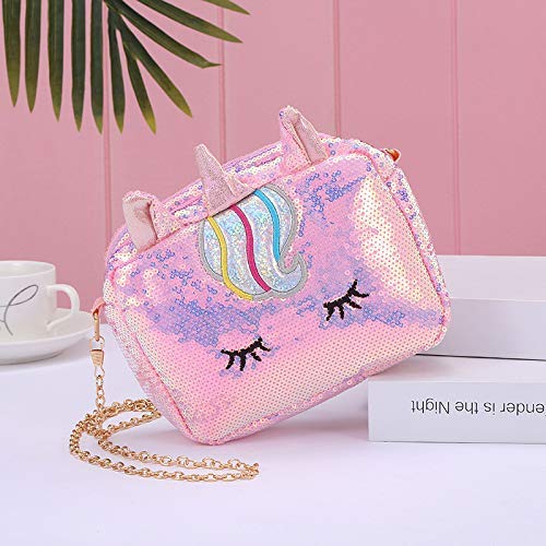 Happile Sequin Unicorn Crossbody Bag for Girls & Women - Pink Sparkly Shoulder Purse Wallet for Kids, Teens & Adults | Perfect for School, Parties & Daily Use