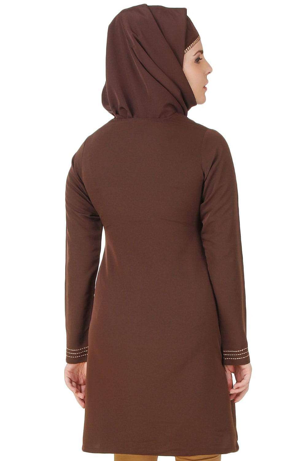 Hasna Brown Kashibo Tunic for Women - Stylish Bohemian Long Blouse with Embroidery - Perfect for Casual Wear, Beach Cover-Up & Festival Outfits