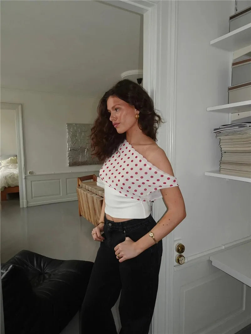 Women's Backless Polka Dot Crop Top - Summer Fashion Sleeveless Tank Top for Casual Wear, Beach Outfits & Night Out