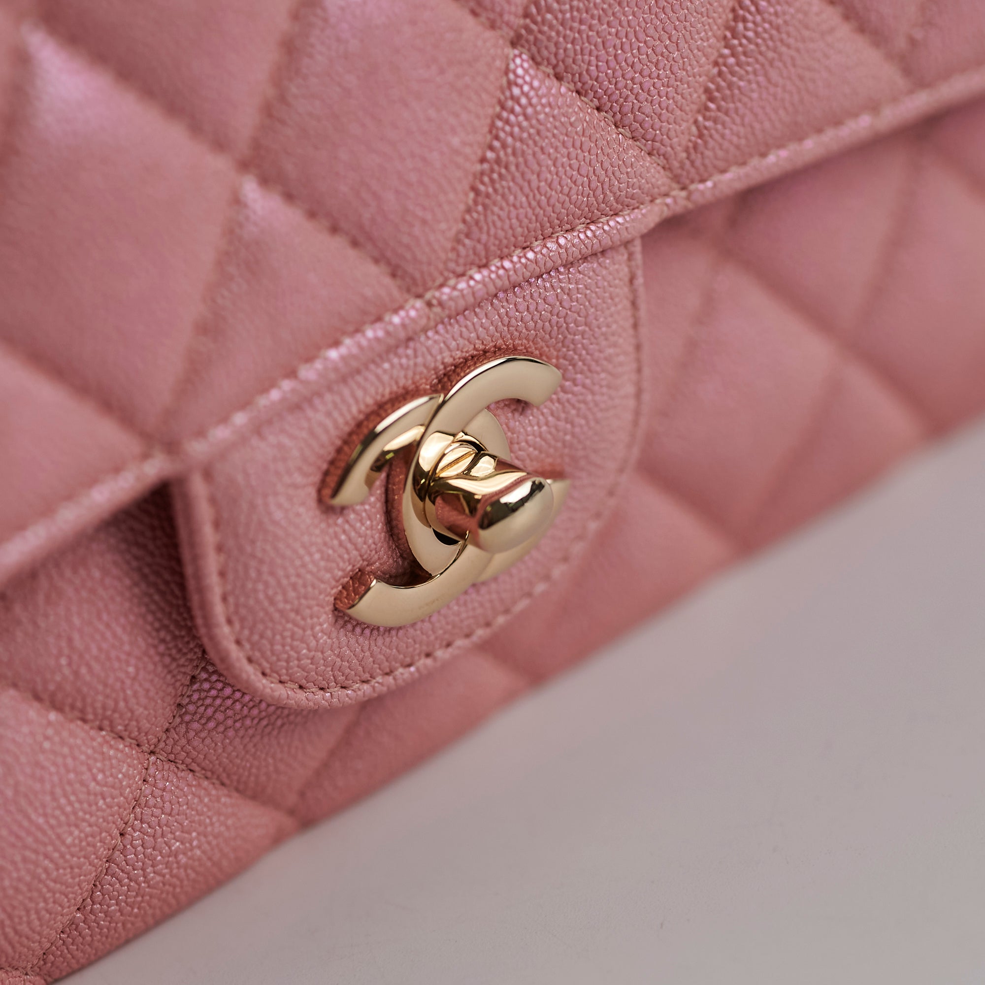 Chanel Medium/Large Caviar Double Classic Flap Bag in Iridescent Pink | Luxury Designer Handbag for Women | Perfect for Parties, Weddings & Special Occasions