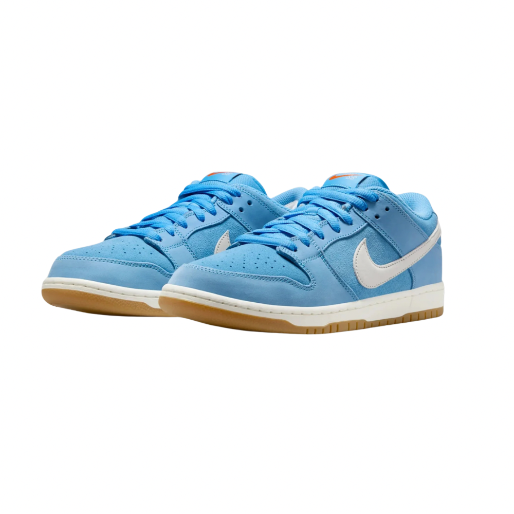 Nike SB Dunk Low Pro Sneakers - University Blue, Gum, Psychic Blue, Light Brown & Safety Orange - Skateboarding, Casual Wear & Street Style Fashion
