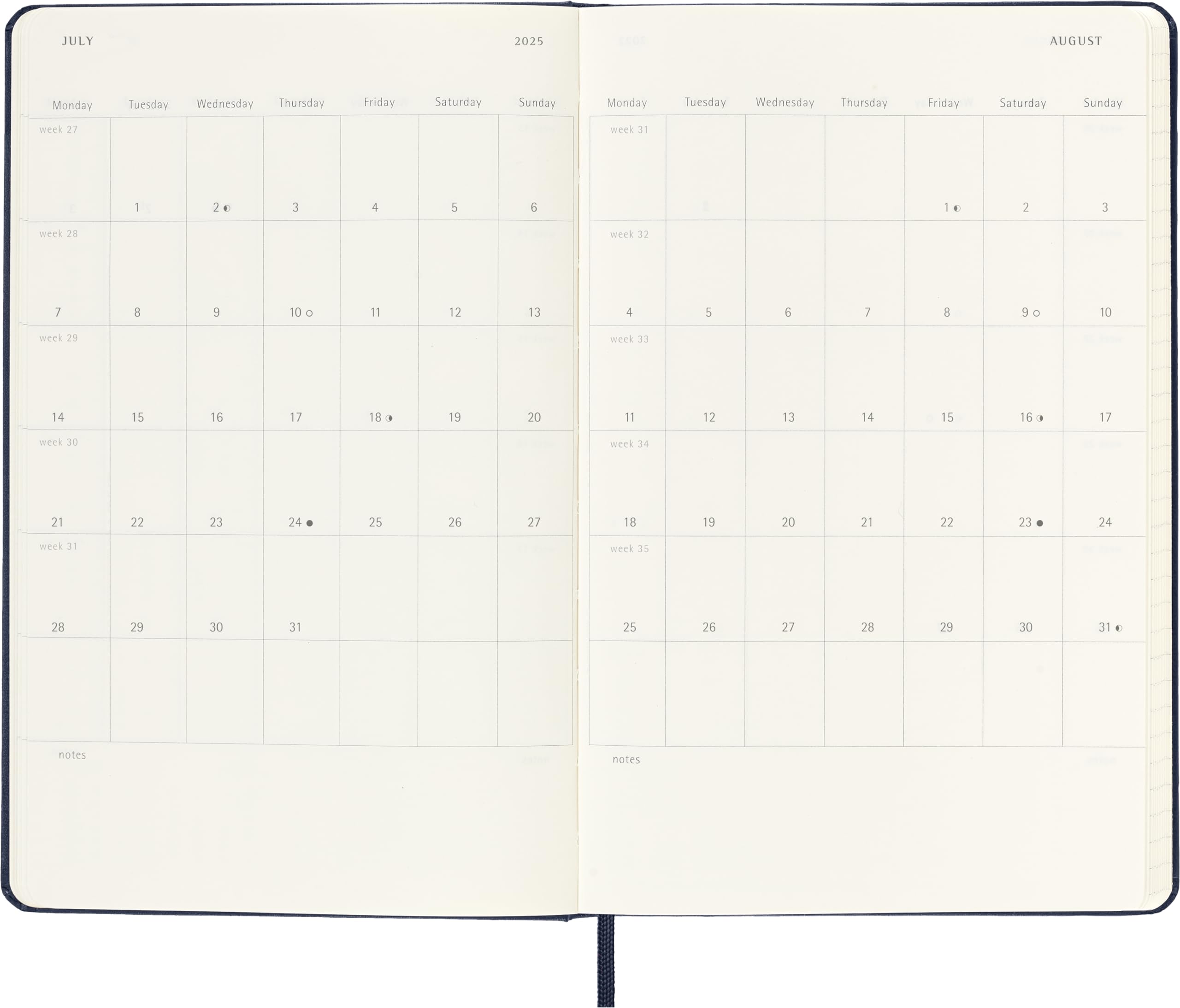 Moleskine 2024-2025 Weekly Planner | 18-Month Agenda with Hard Cover & Elastic Closure | Large 13x21cm Black Notebook for Work, School & Productivity | Perfect for Professionals & Students